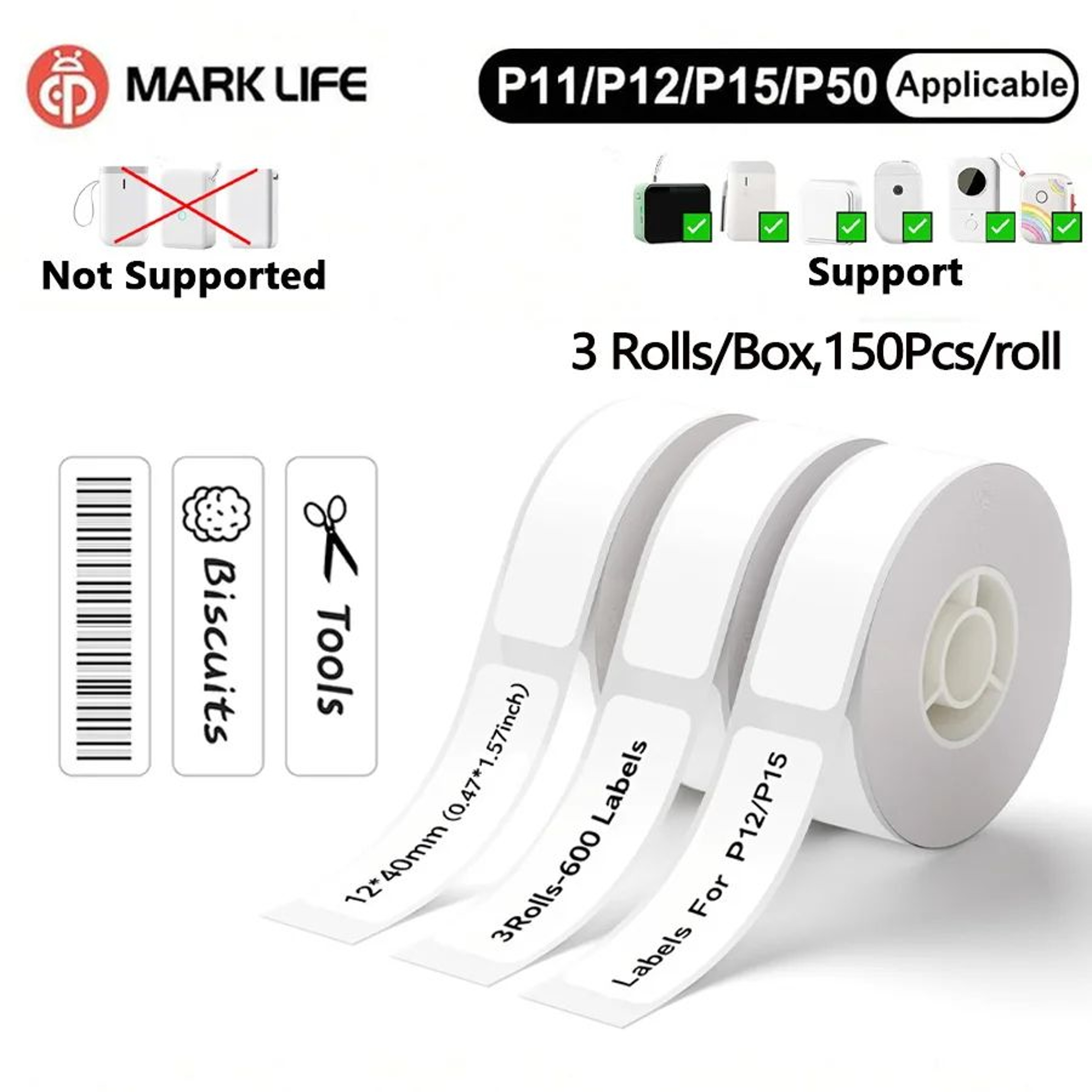 3 Rolls SelfAdhesive Thermal Label Maker Tape 0