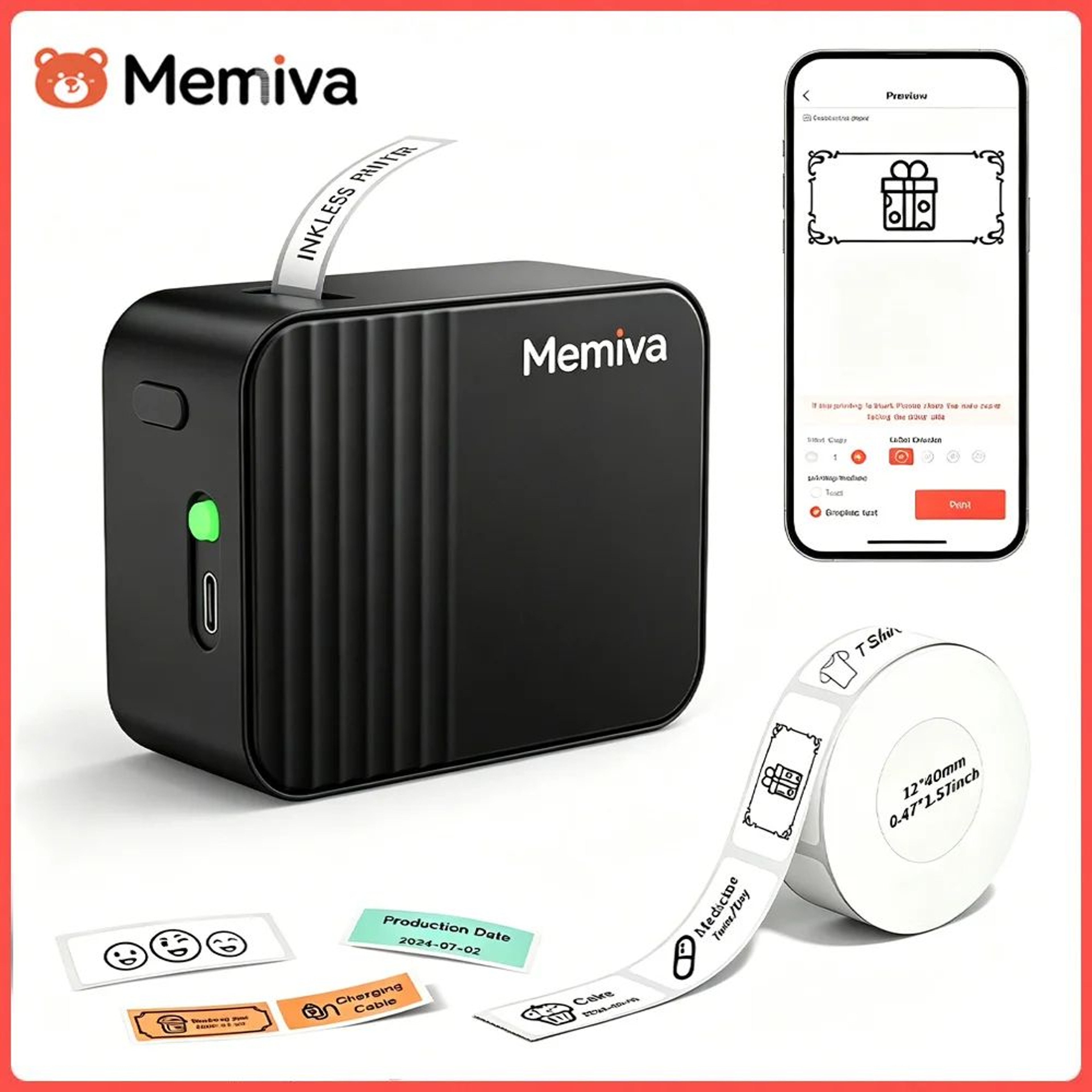 Compact Portable Thermal Sticker Label Maker 0