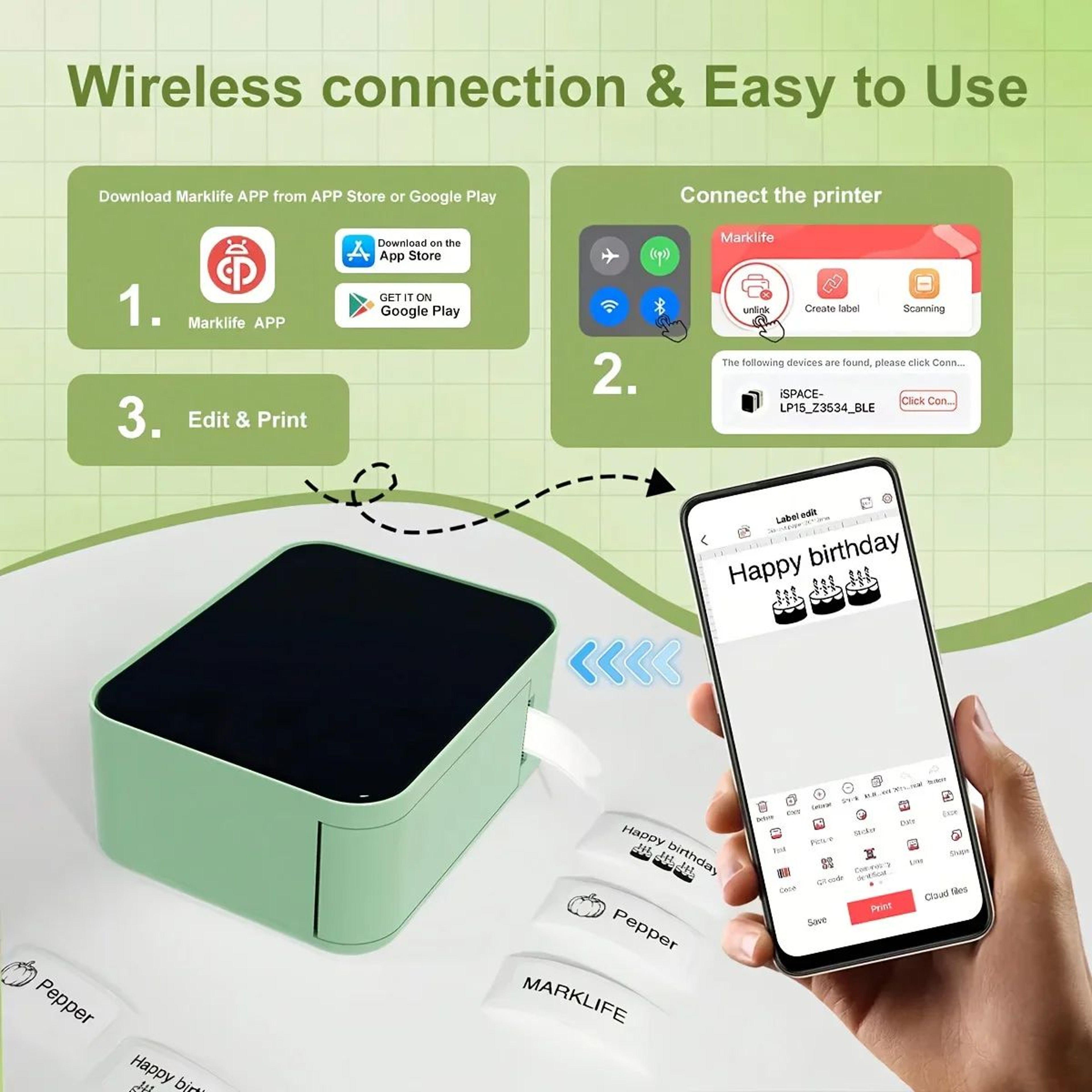 Pocket Bluetooth Thermal Sticker Label Printer 2