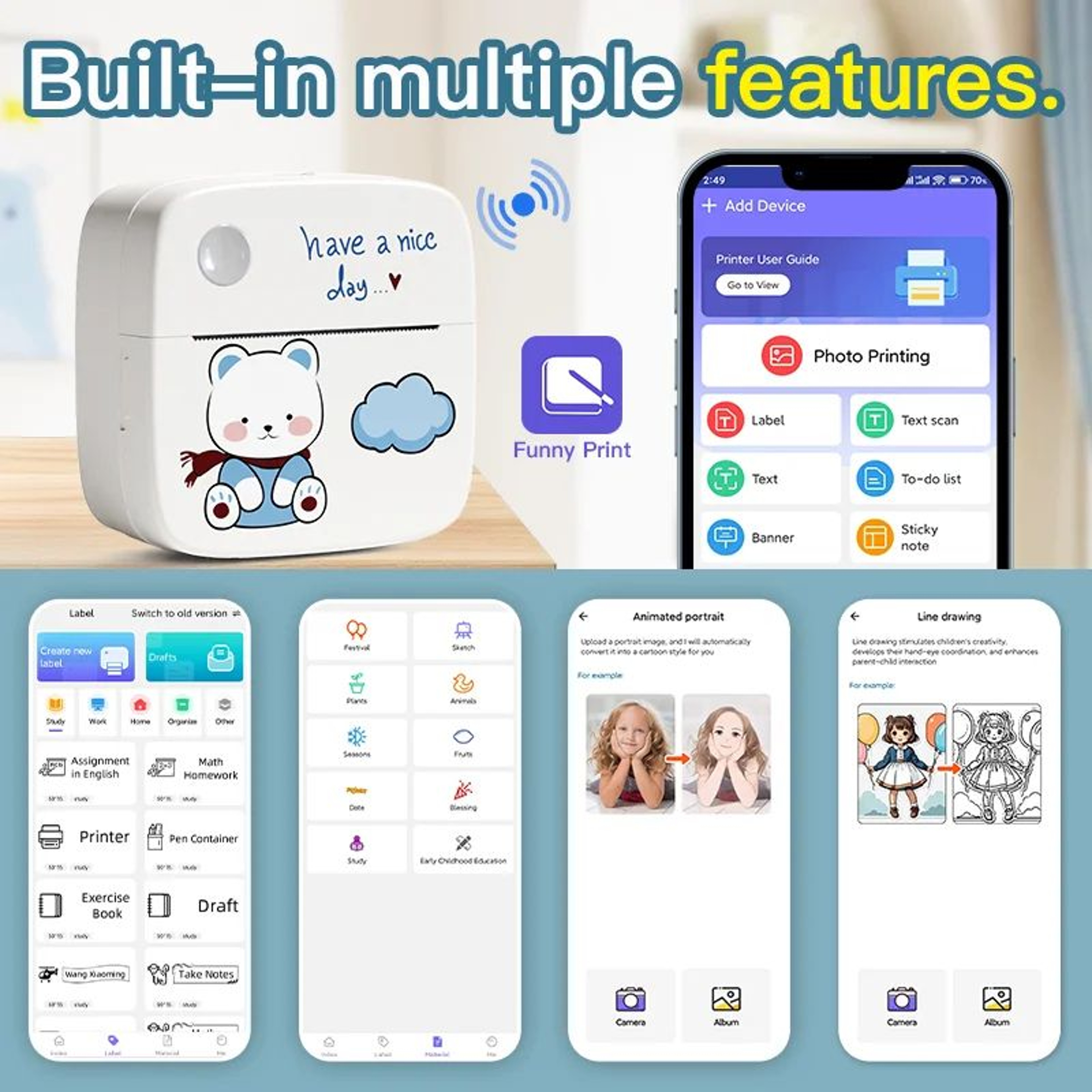 Rechargeable Wireless Pocket Thermal Sticker Printer 2