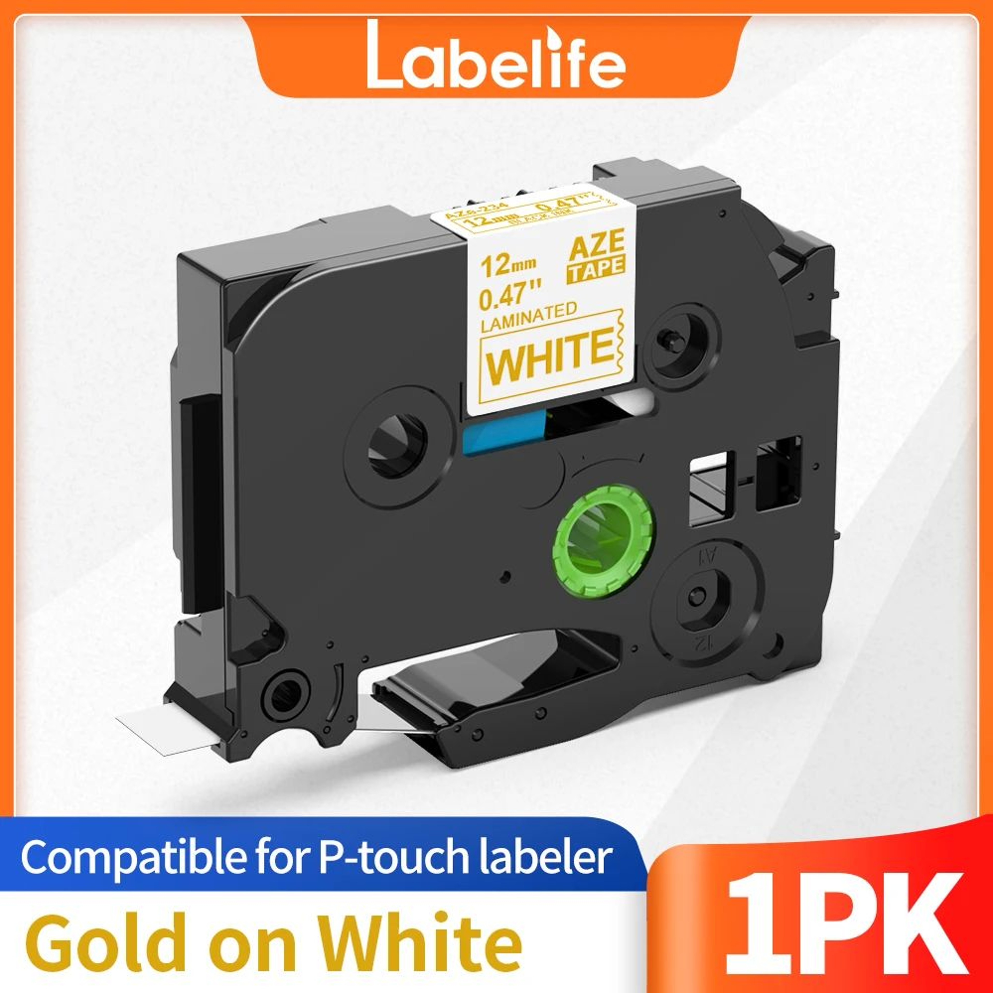 White Laminated Label Maker Tape Refill 12