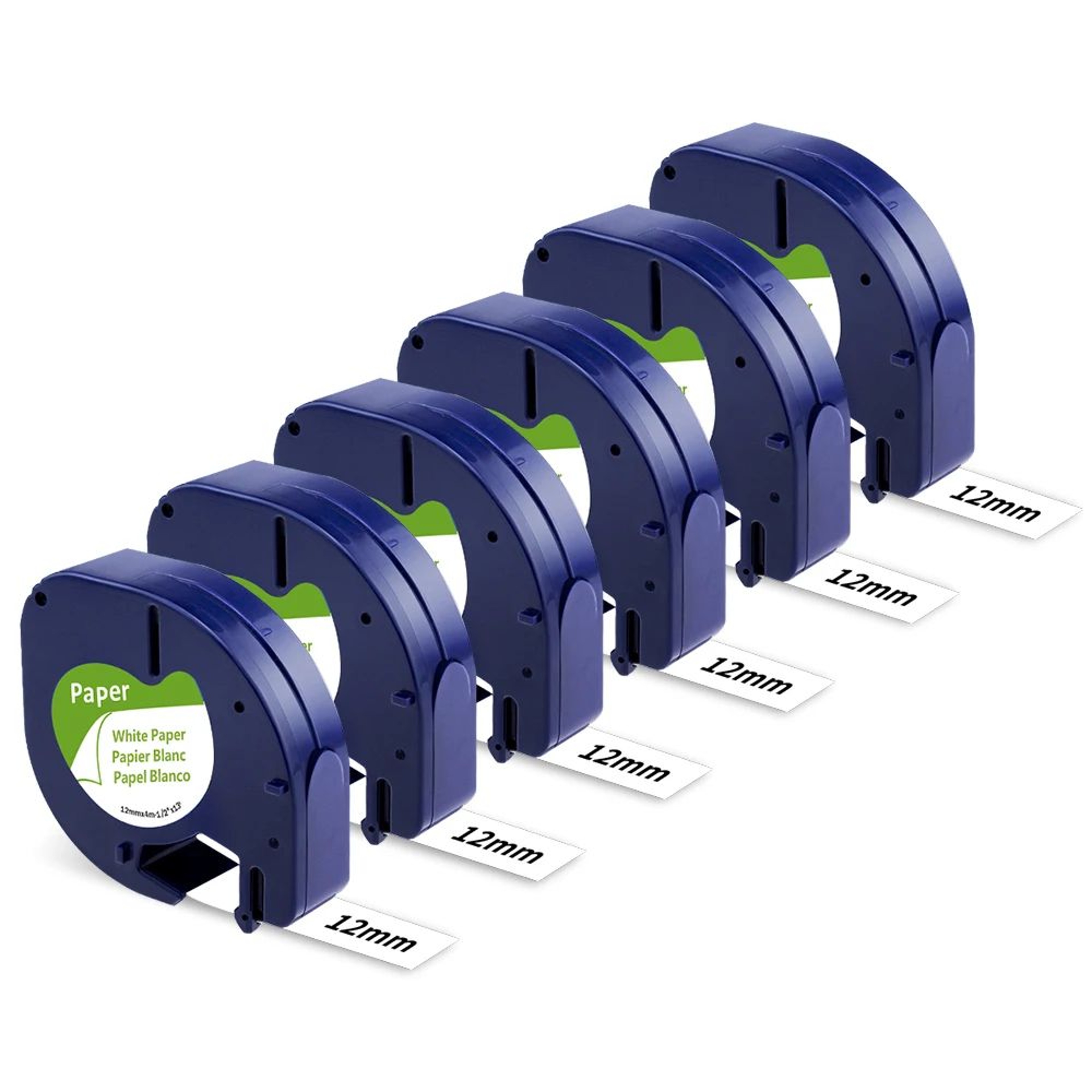 White Paper Label Tape Refill MultiPack 7