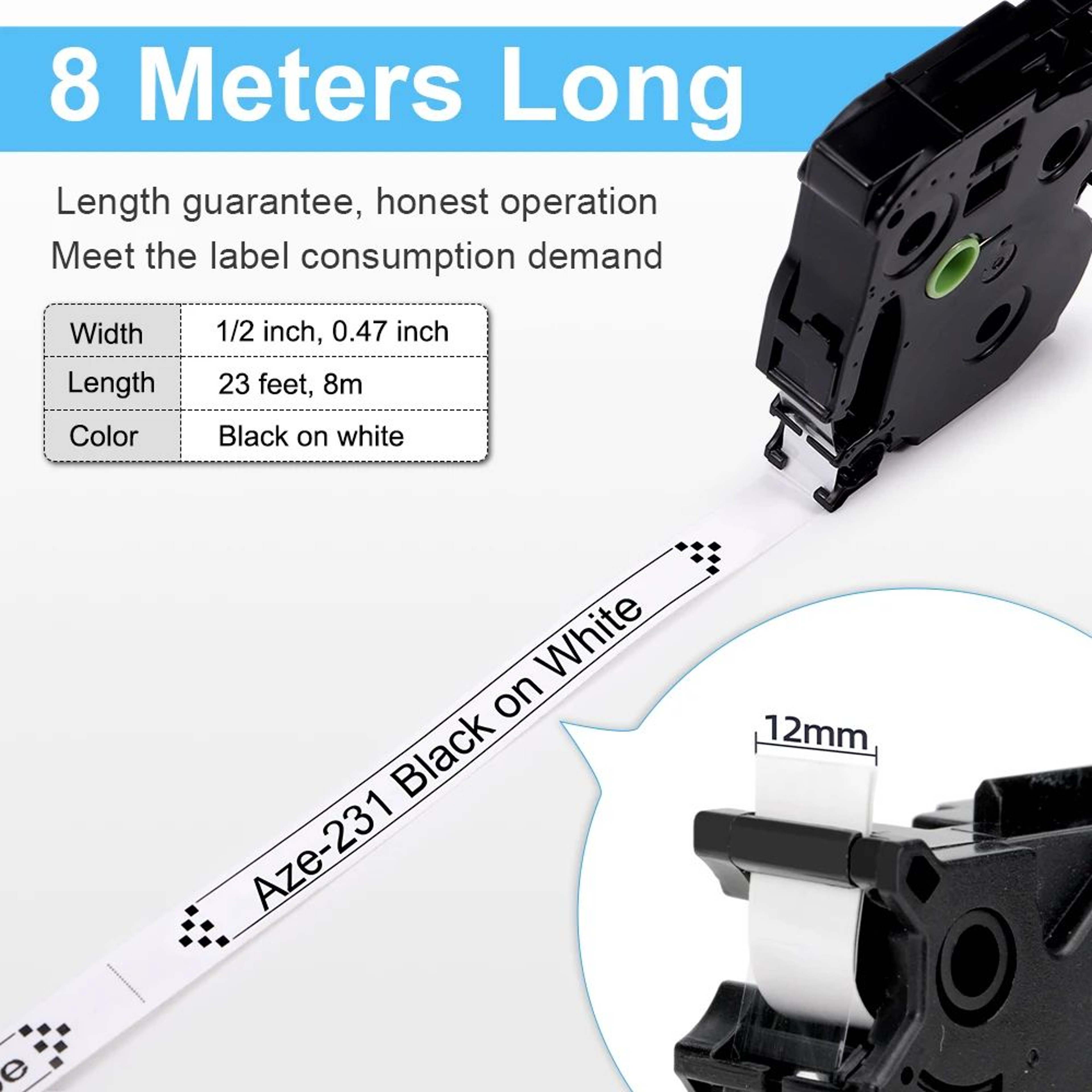 TripleSize Protective Laminated Label Tape Refills 5