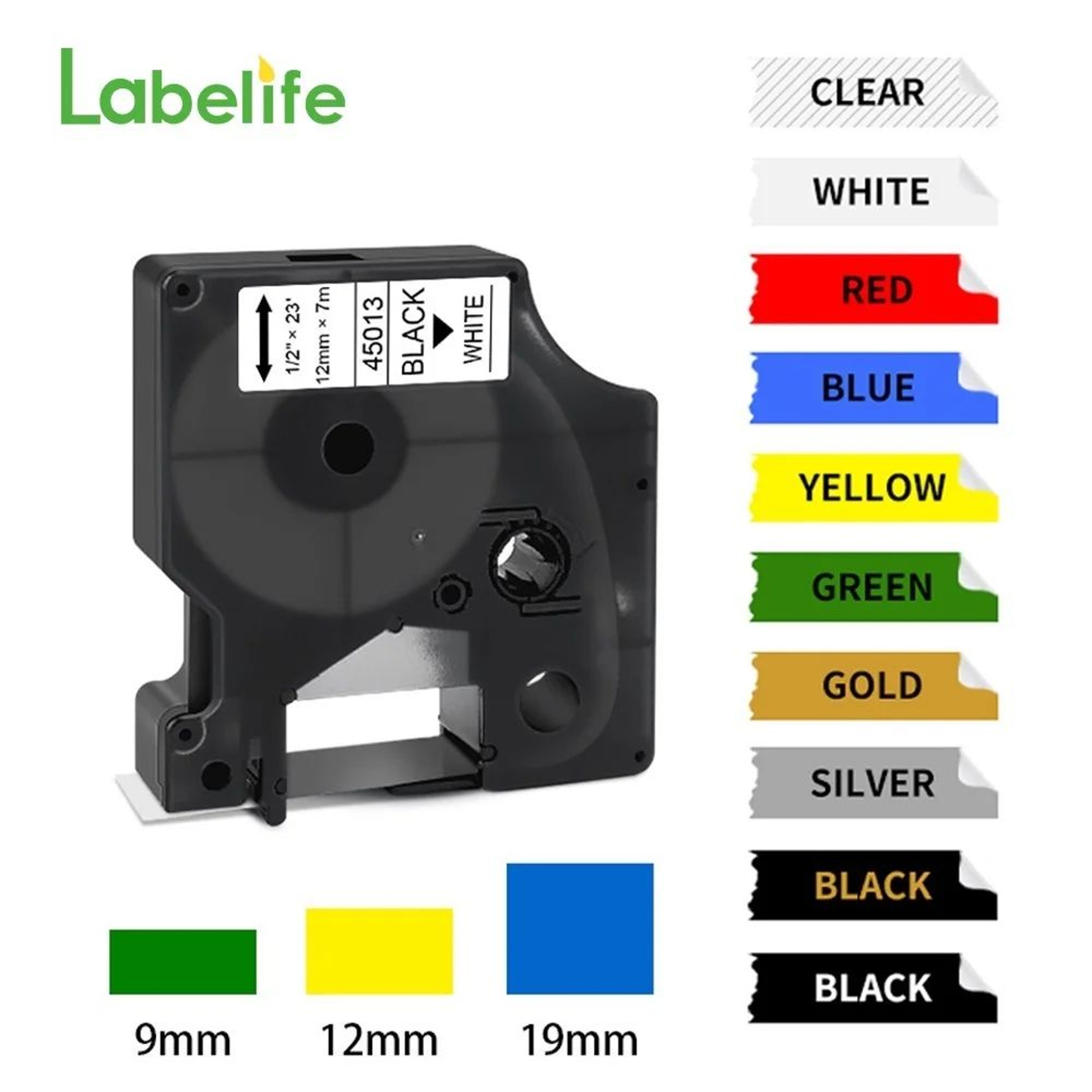 MultiWidth Black On White Label Tape Refill 0
