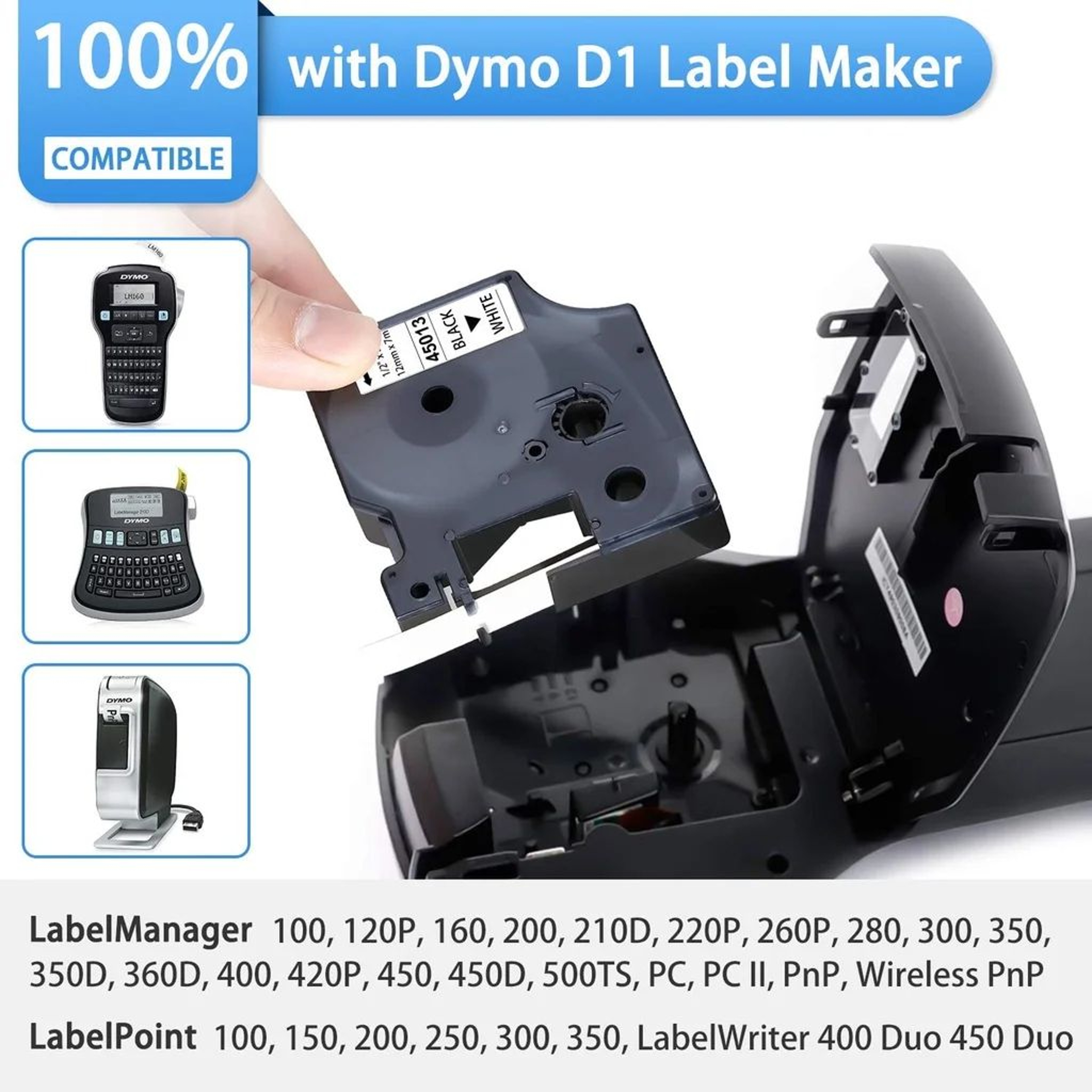 MultiWidth Black On White Label Tape Refill 1