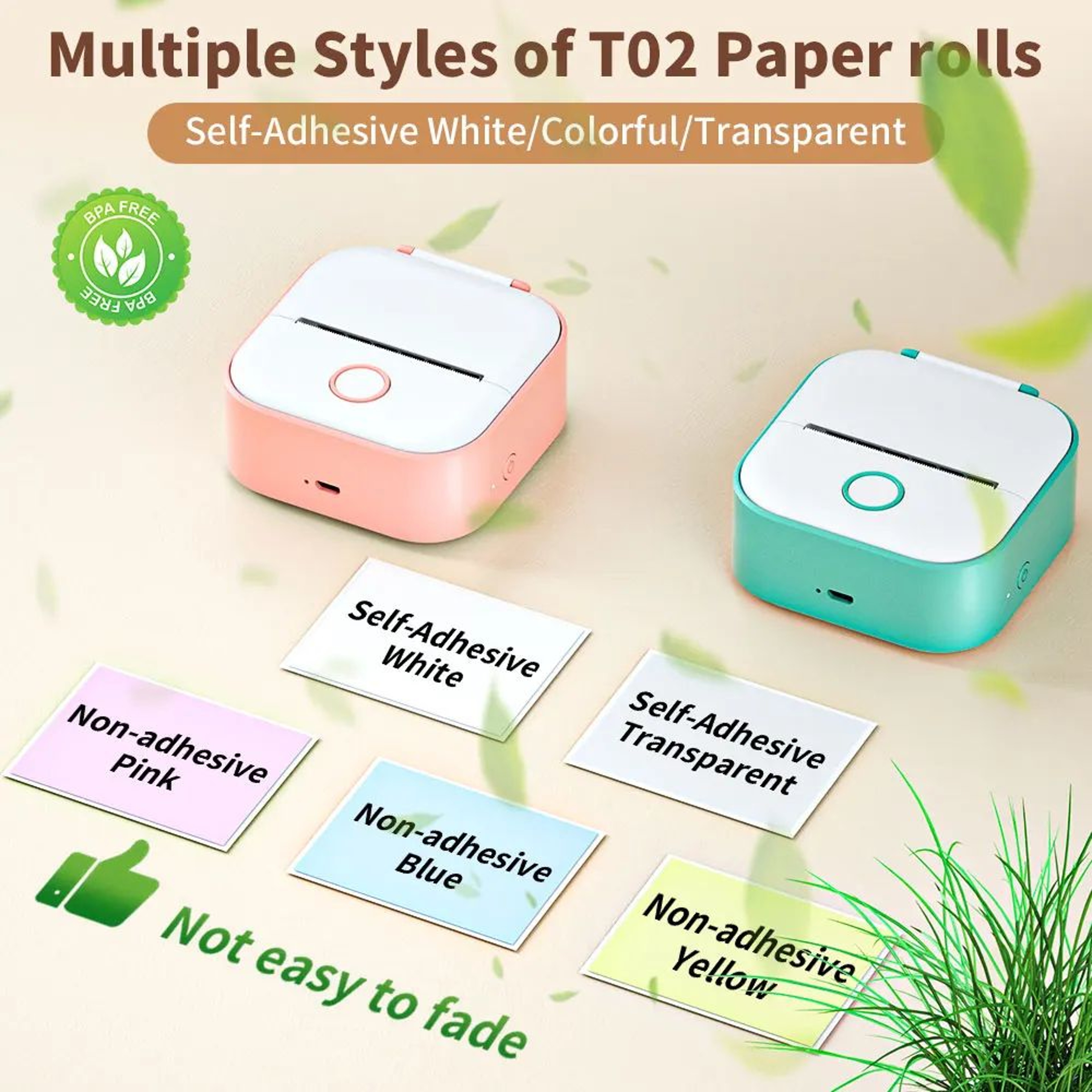 T02 Mini Portable Bluetooth Thermal Sticker Printer 0