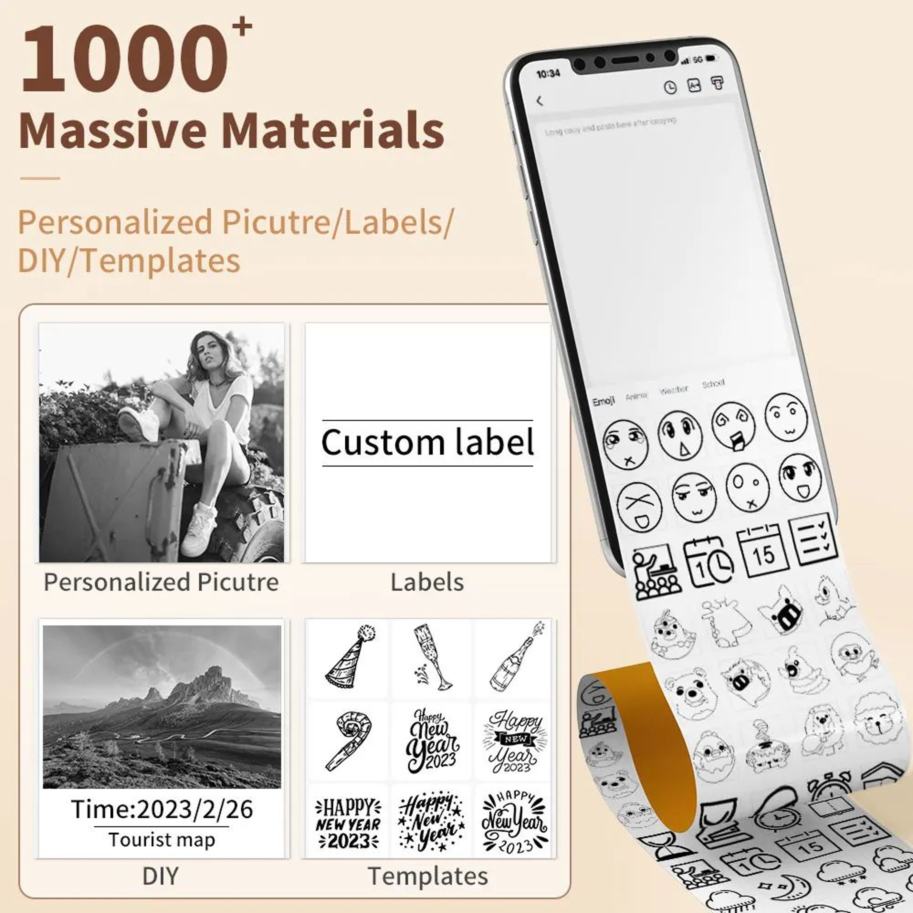 T02 Mini Portable Bluetooth Thermal Sticker Printer 4