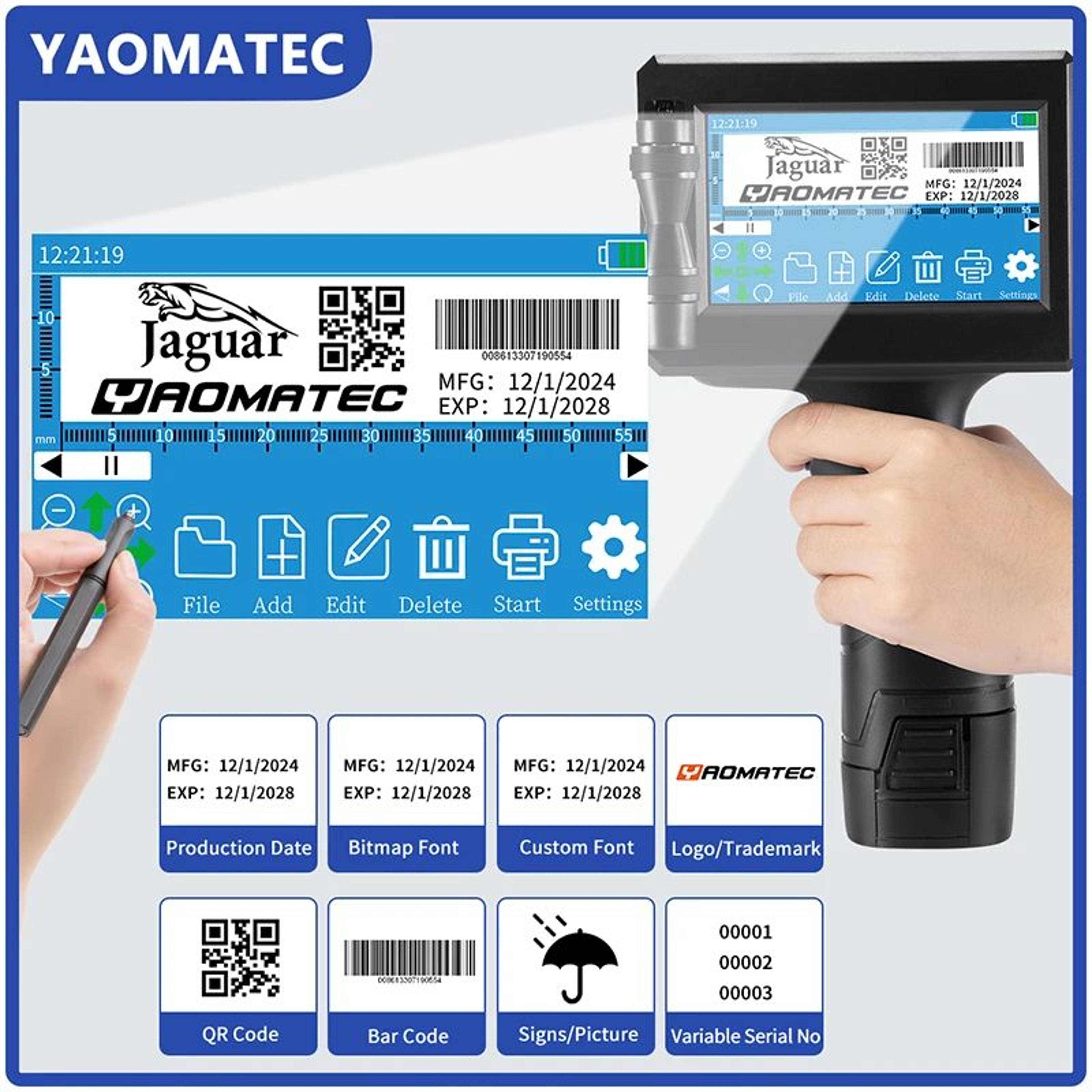 Portable Handheld Inkjet Printer For Batch Codes And Expiration Dates 3