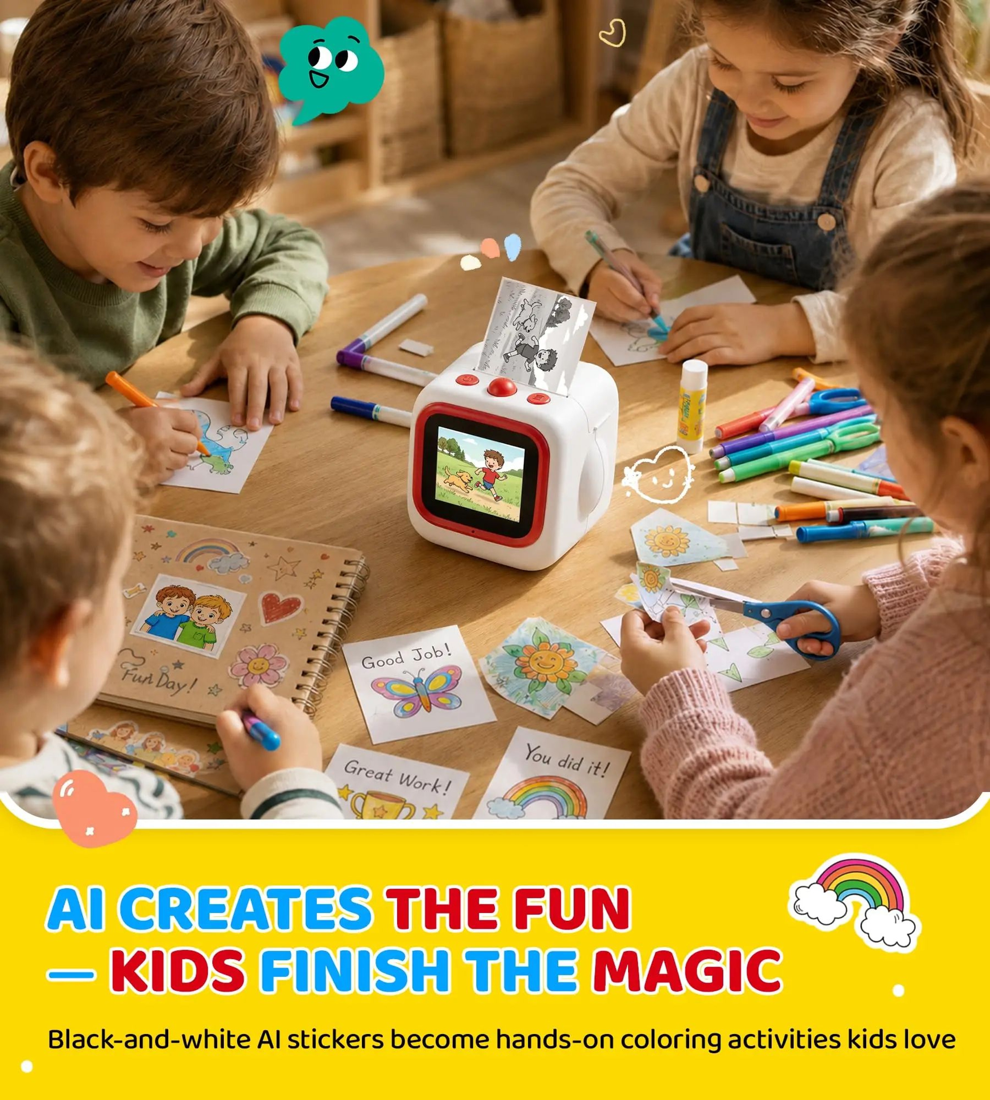 AI Voice Control Mini Sticker Printer For Kids 3