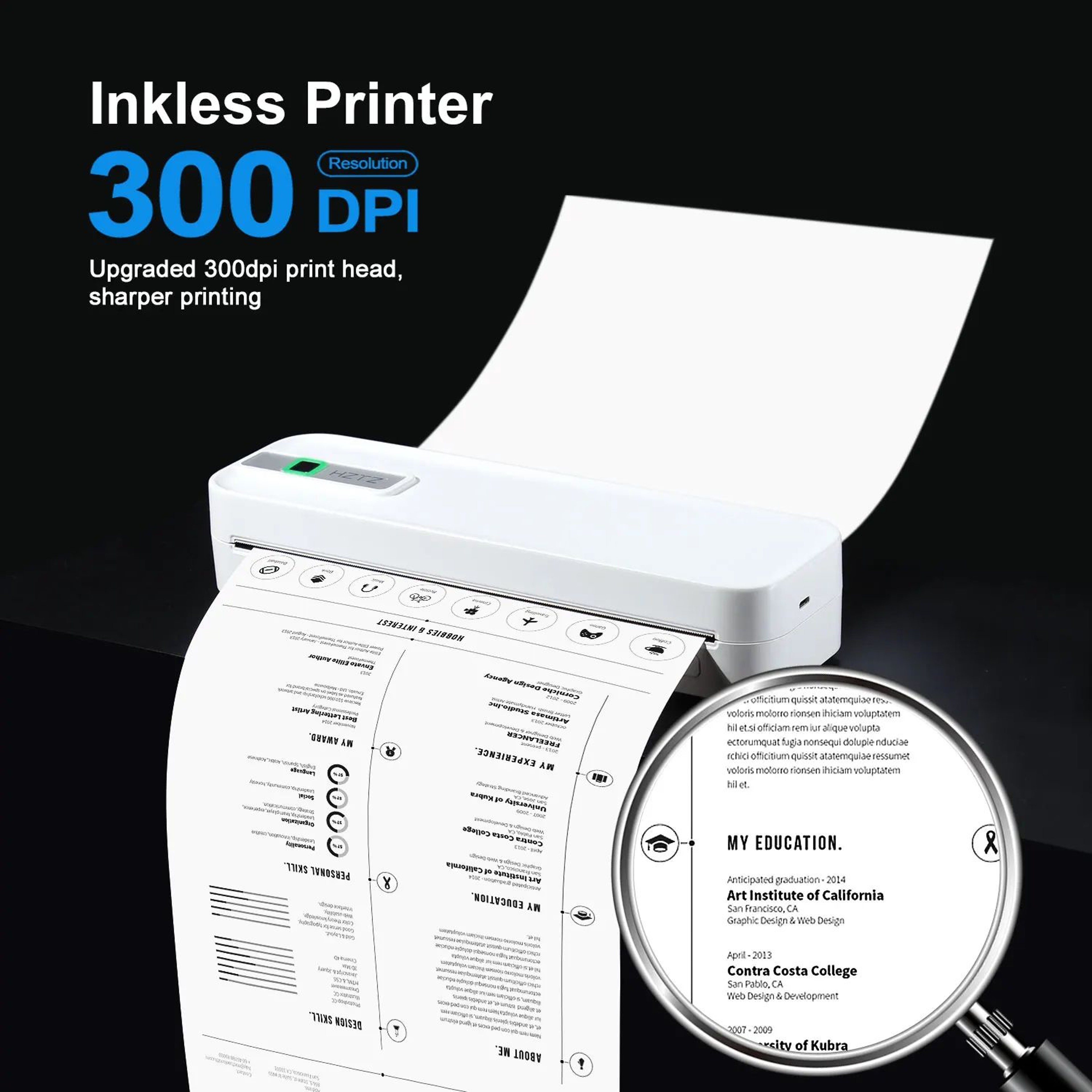 A4 Wireless Portable Thermal Printer 300DPI 1