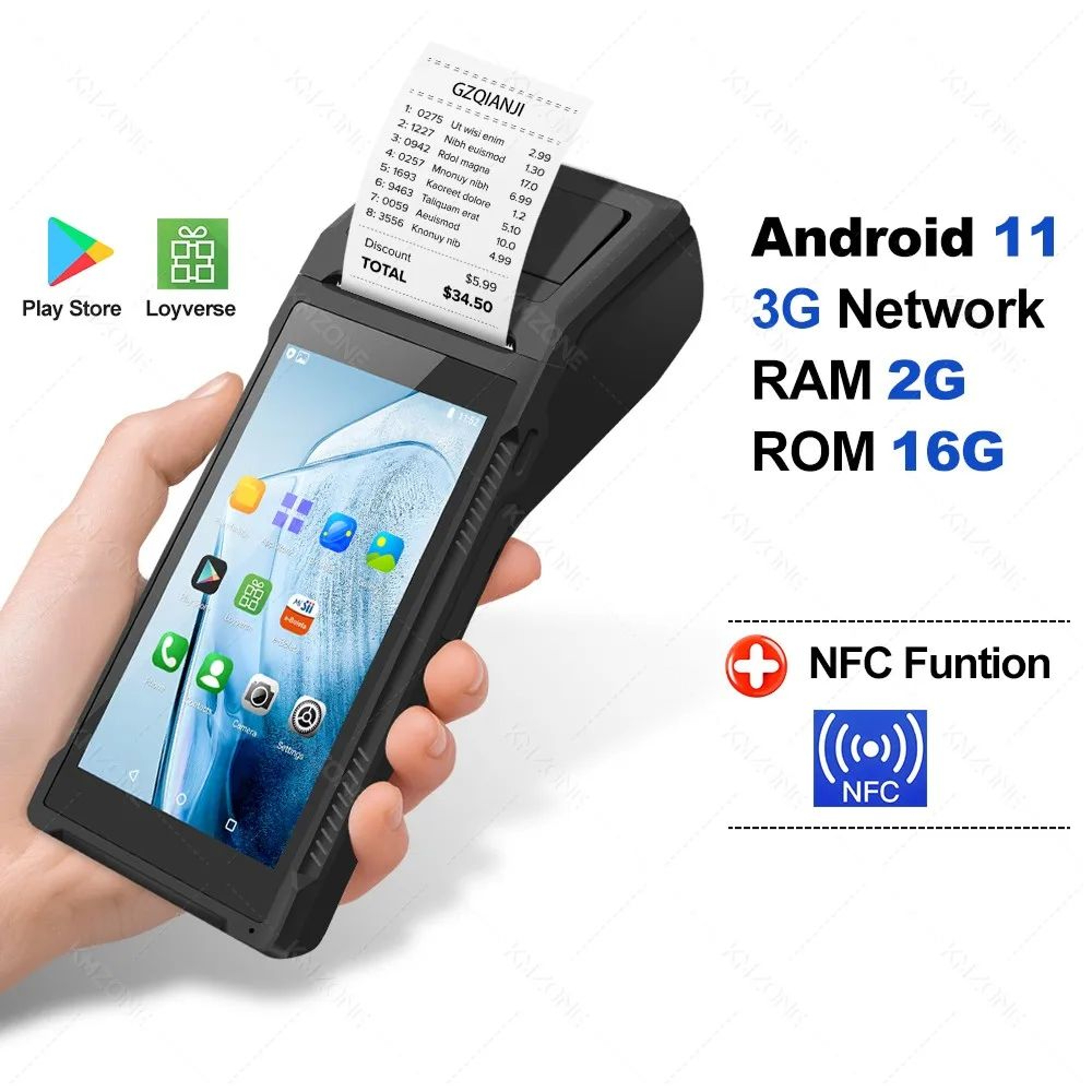 Android Handheld POS Terminal With Barcode Scanner 7