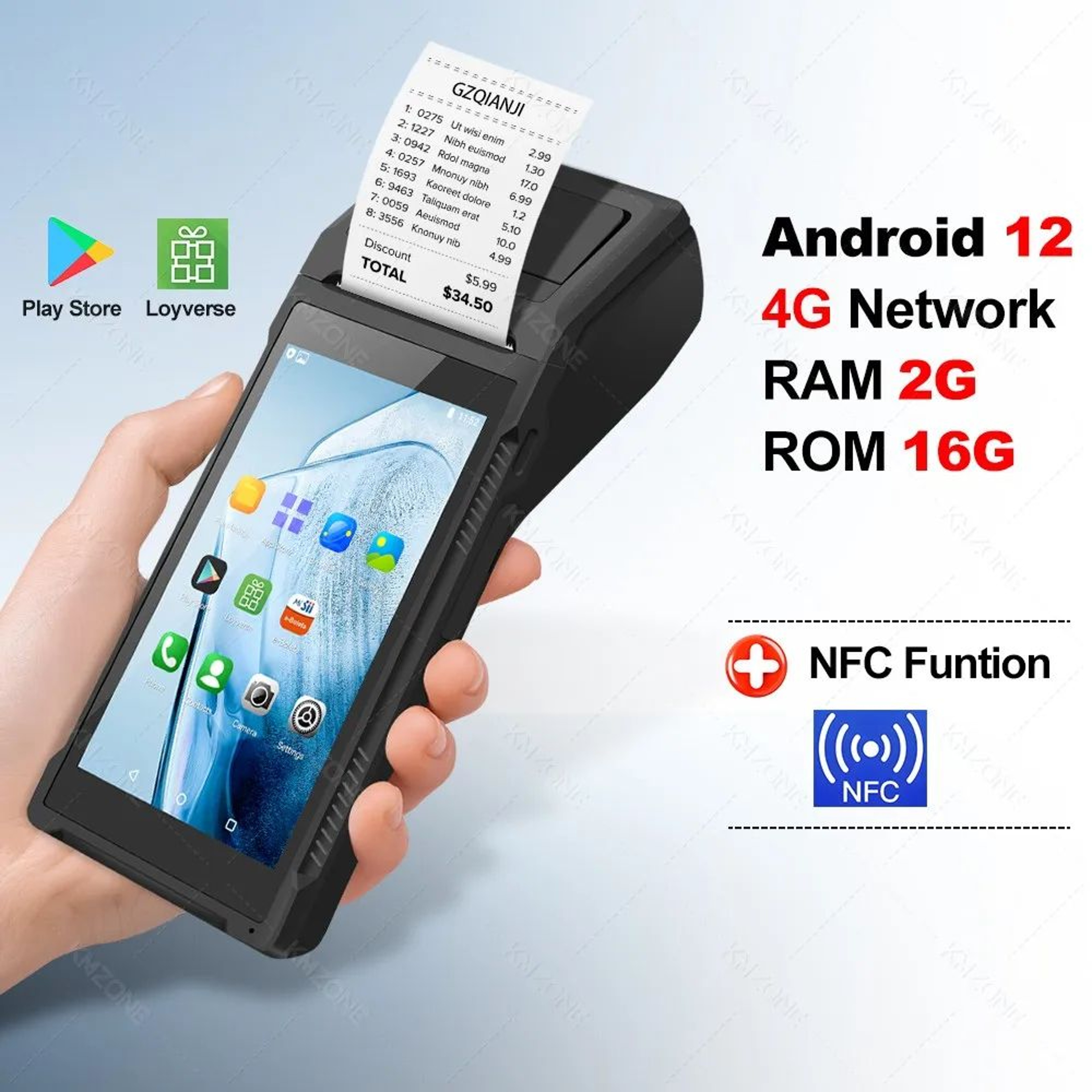 Android Handheld POS Terminal With Barcode Scanner 10
