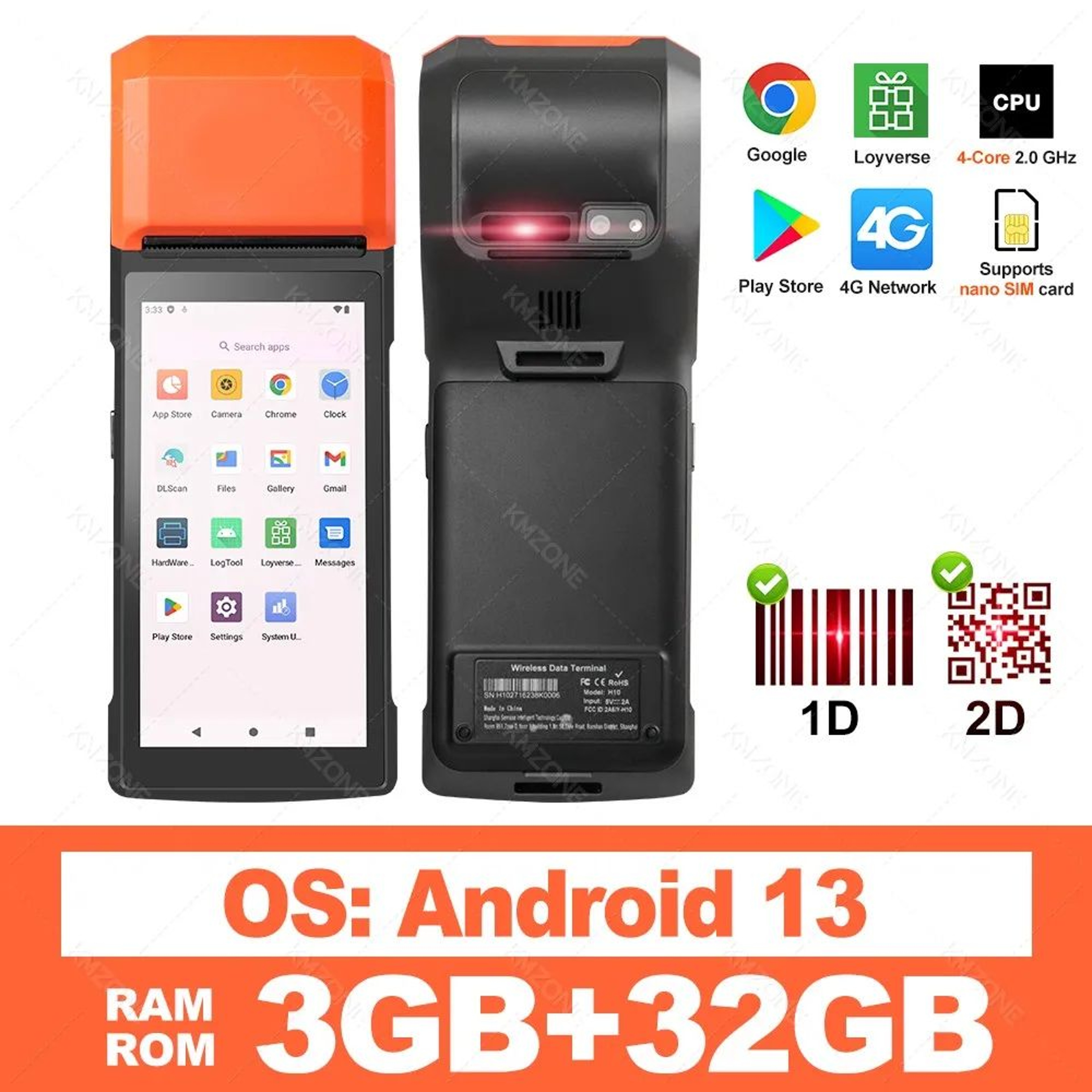 Android Handheld POS Terminal With Receipt Printer 9