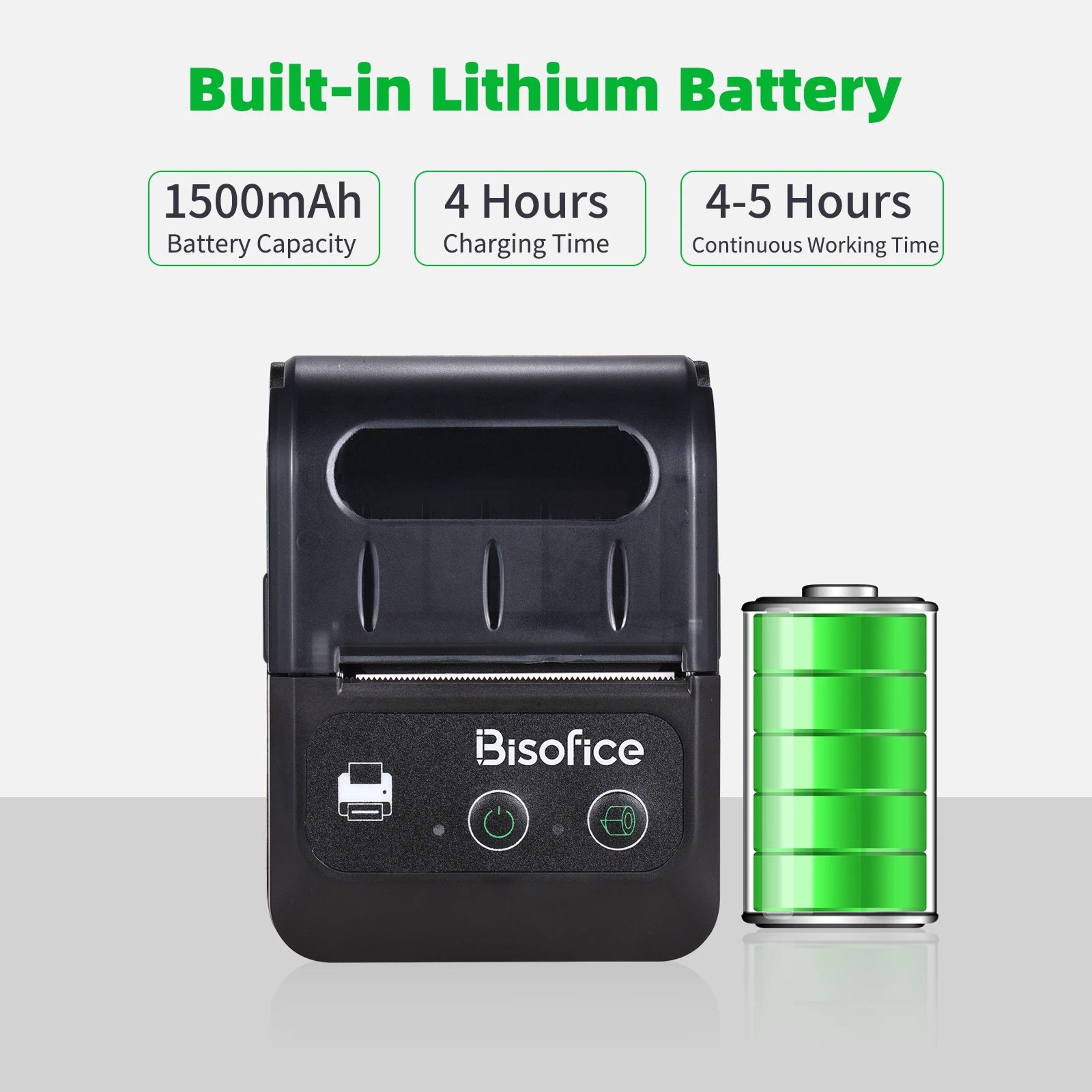 Bisofice 2 Inch Bluetooth Thermal Printer 3