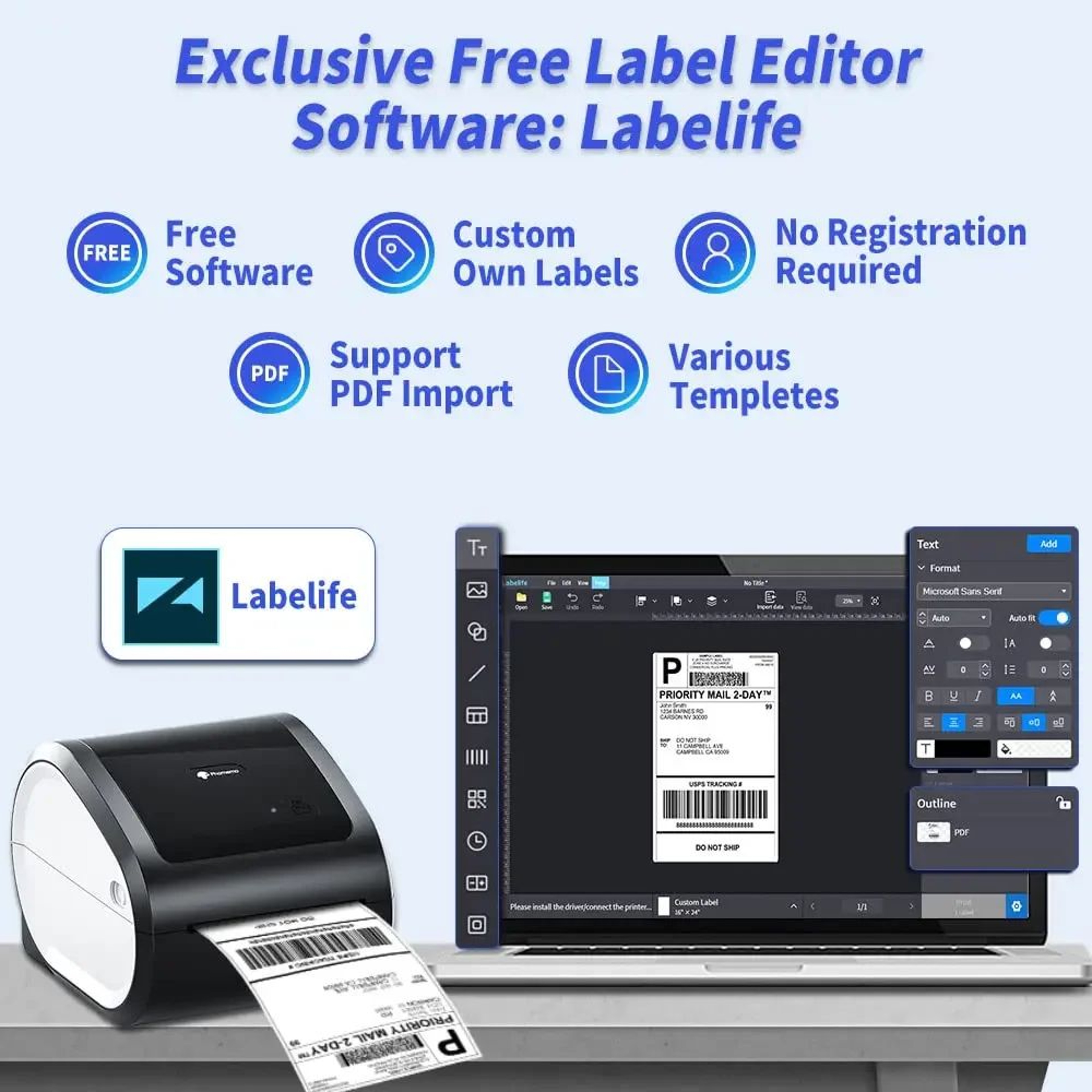 Wireless Bluetooth Shipping Label Printer 3