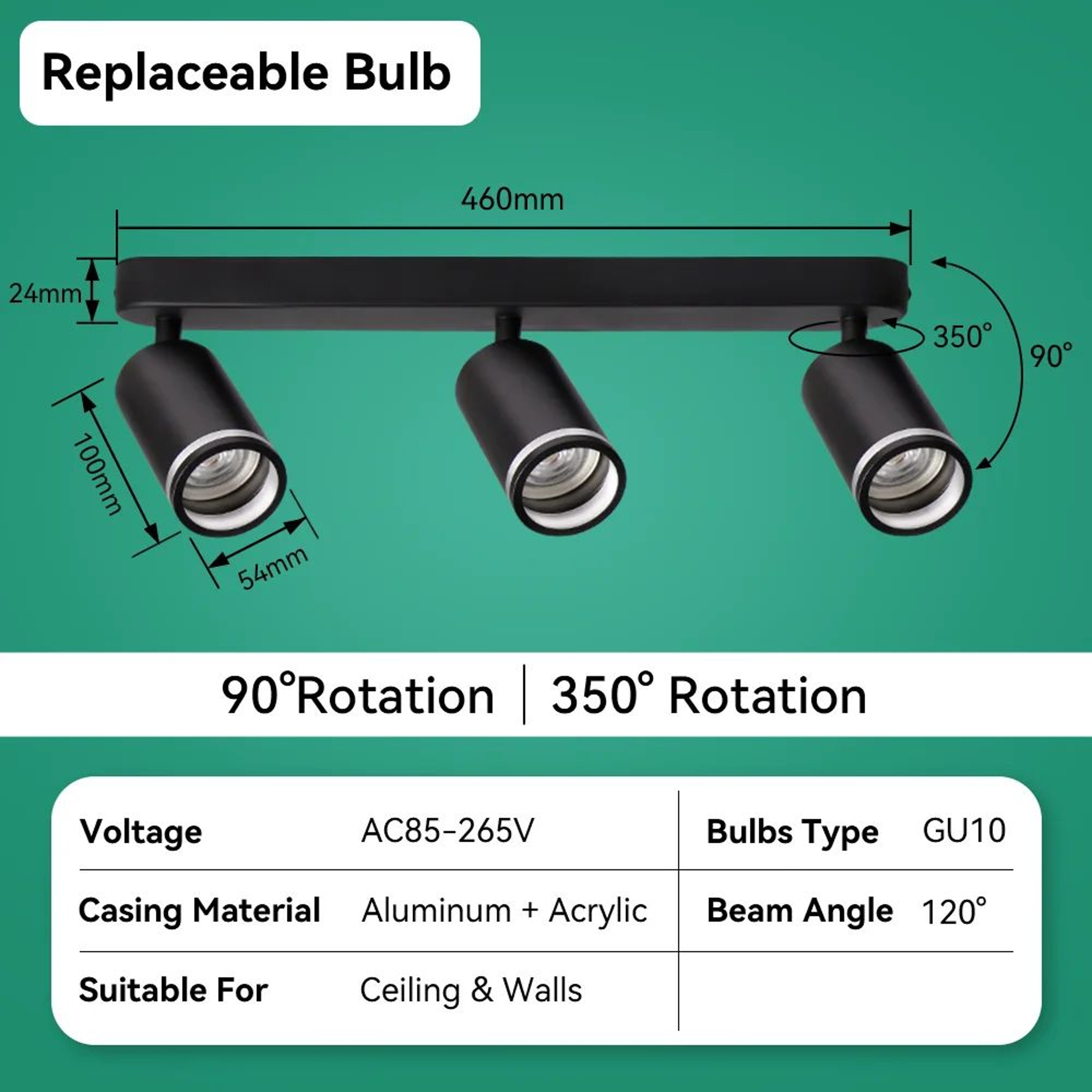 Adjustable GU10 Pendant Spotlight Ceiling Lamp 21