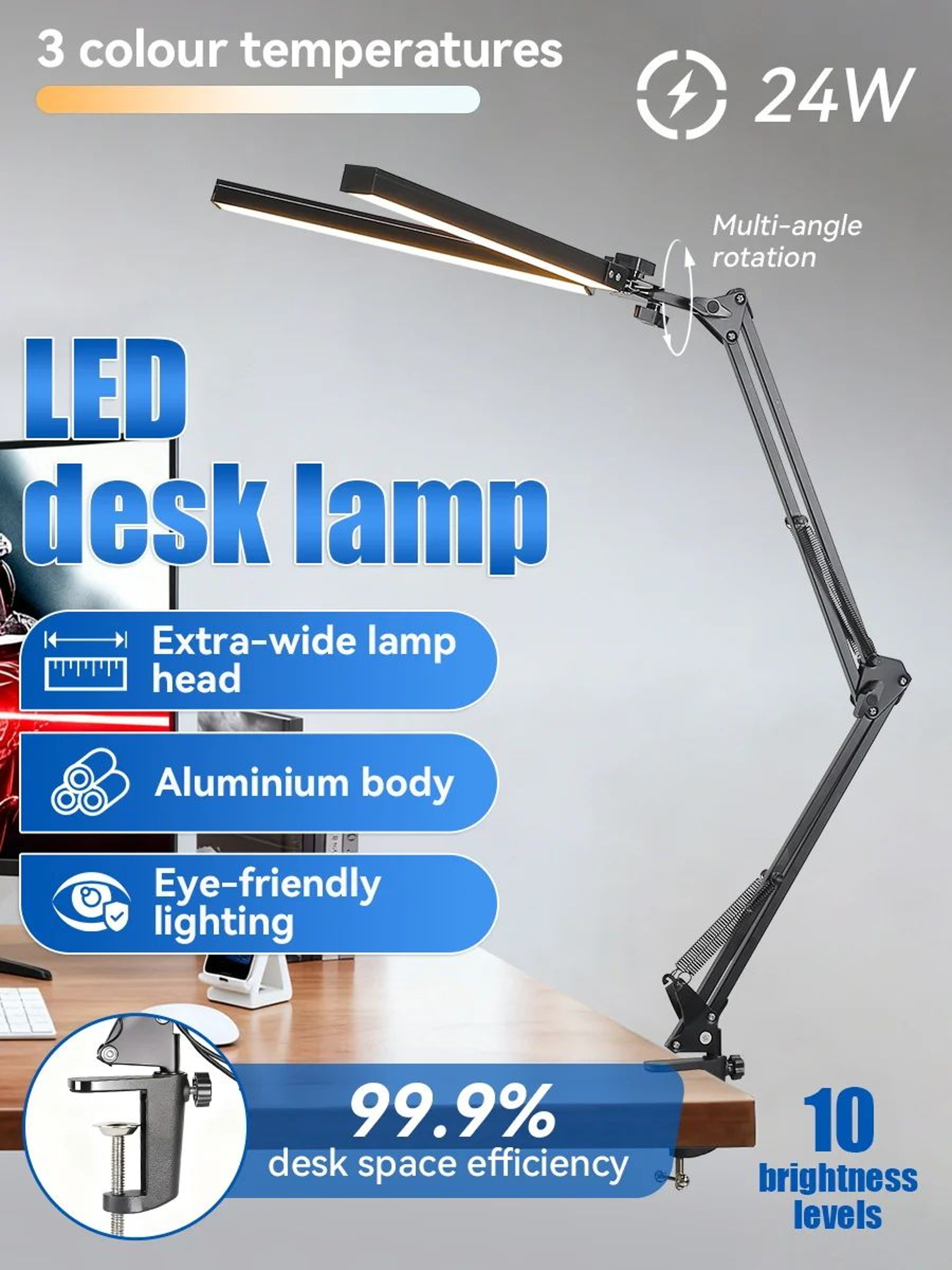 Double Head Dimmable LED Desk Lamp 1