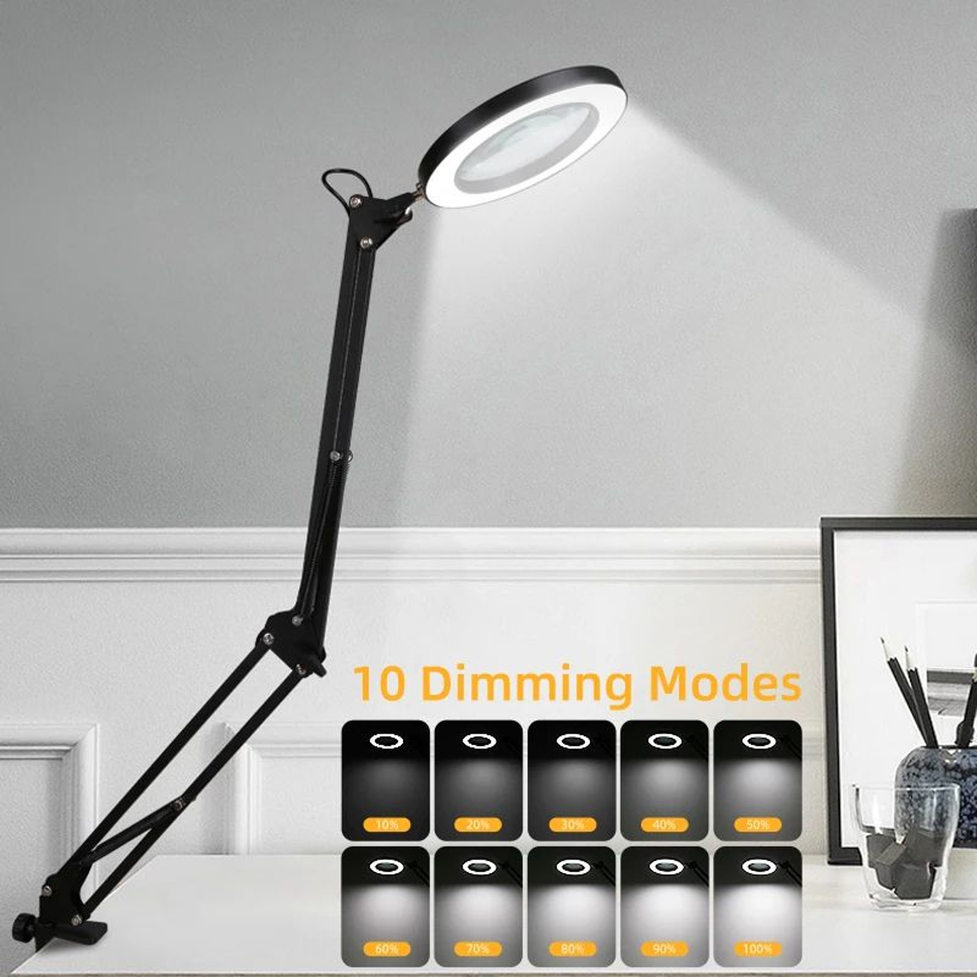 Dimmable LED Magnifying Desk Lamp 0