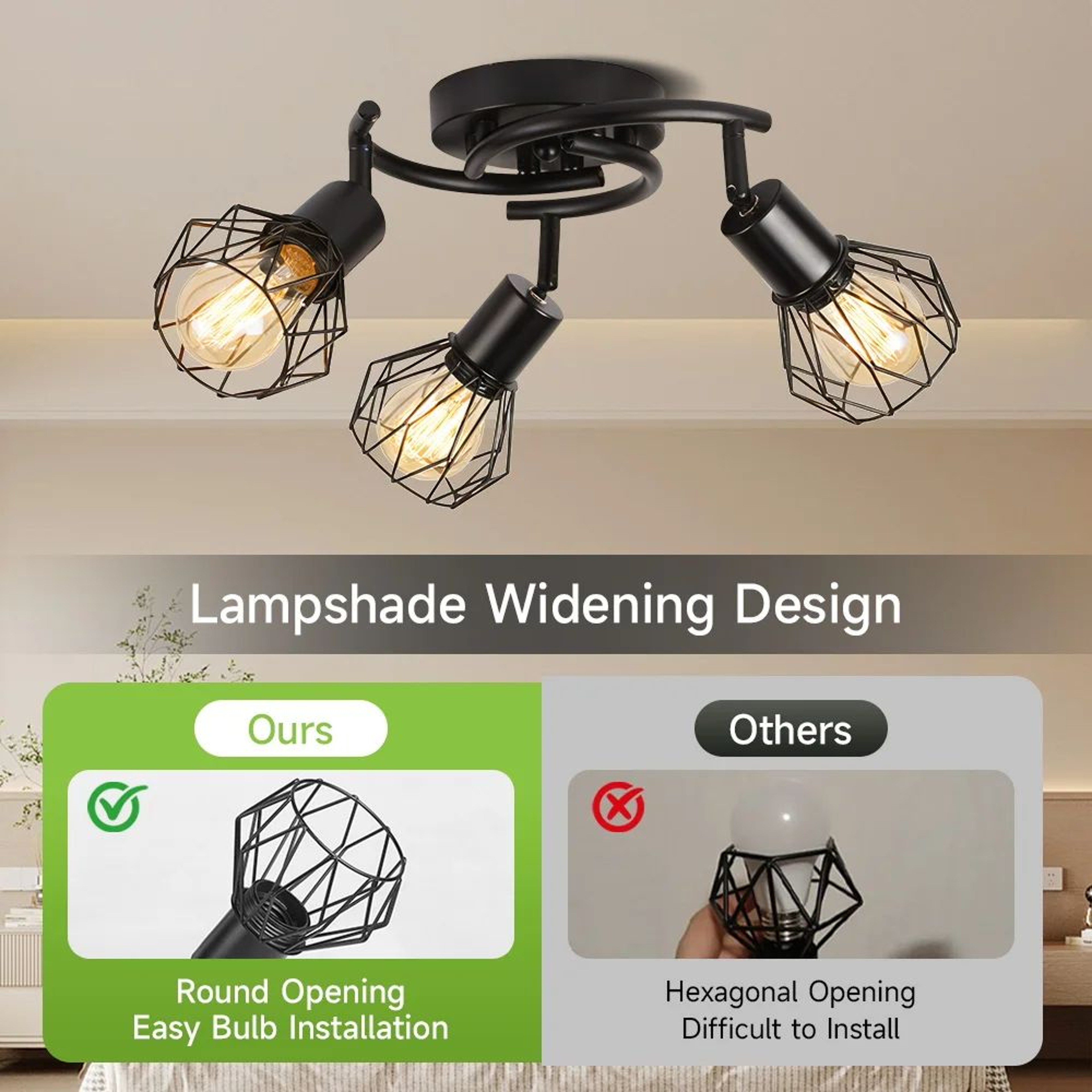 Vintage Metal Cage Ceiling Chandelier 4