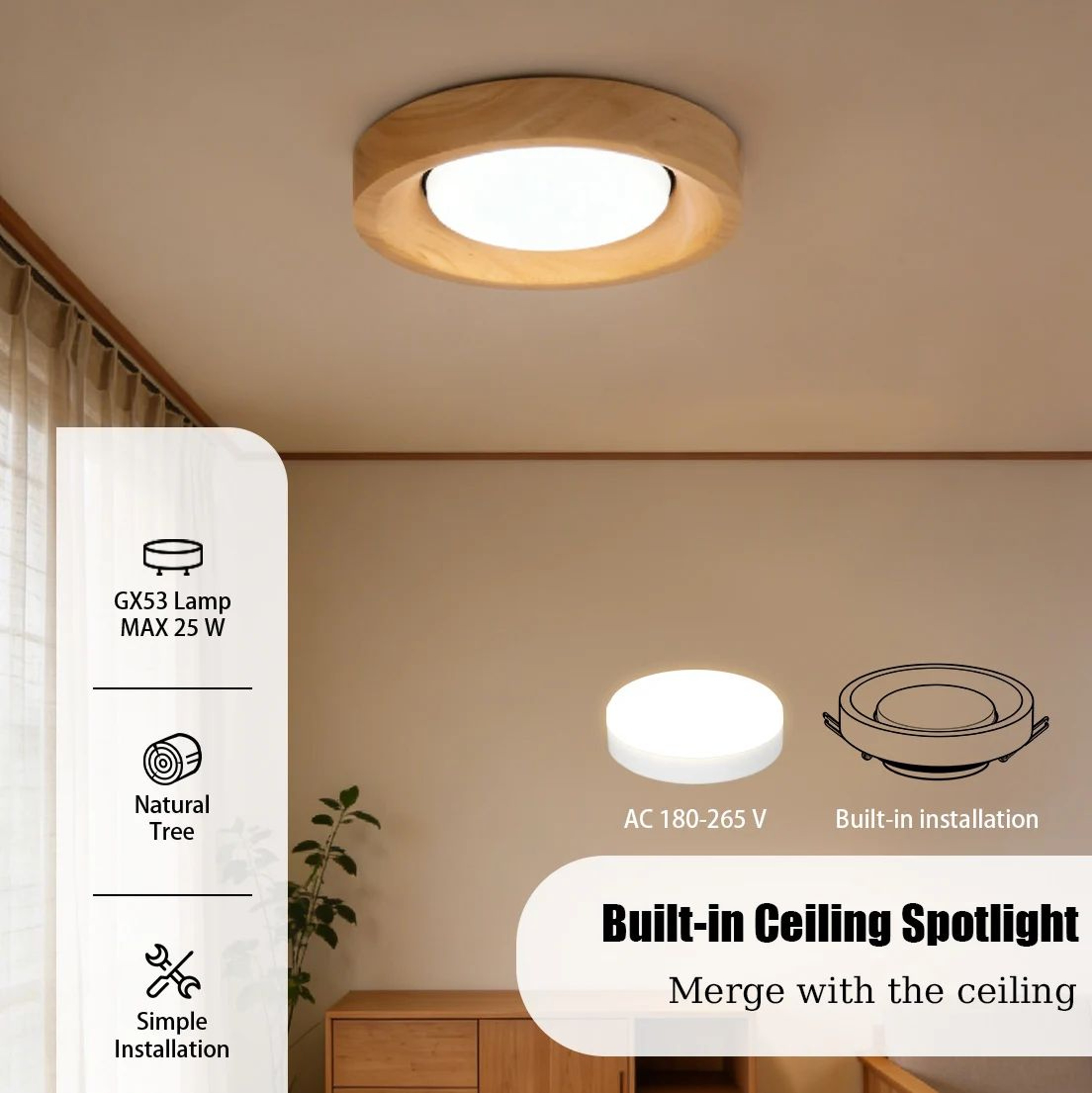 Solid Wood LED Ceiling Spotlight 1