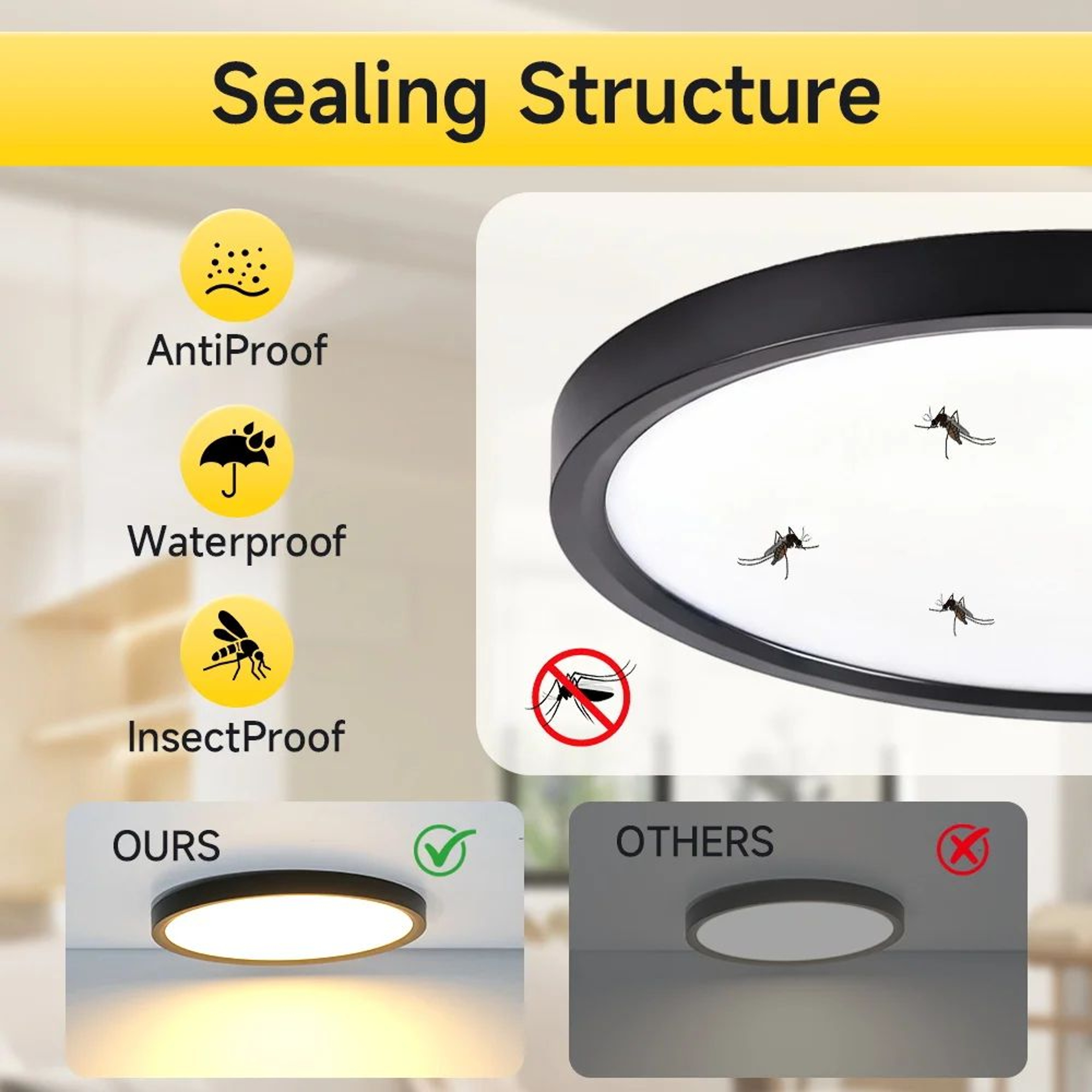 Ultra Thin Wood Grain LED Ceiling Light 4