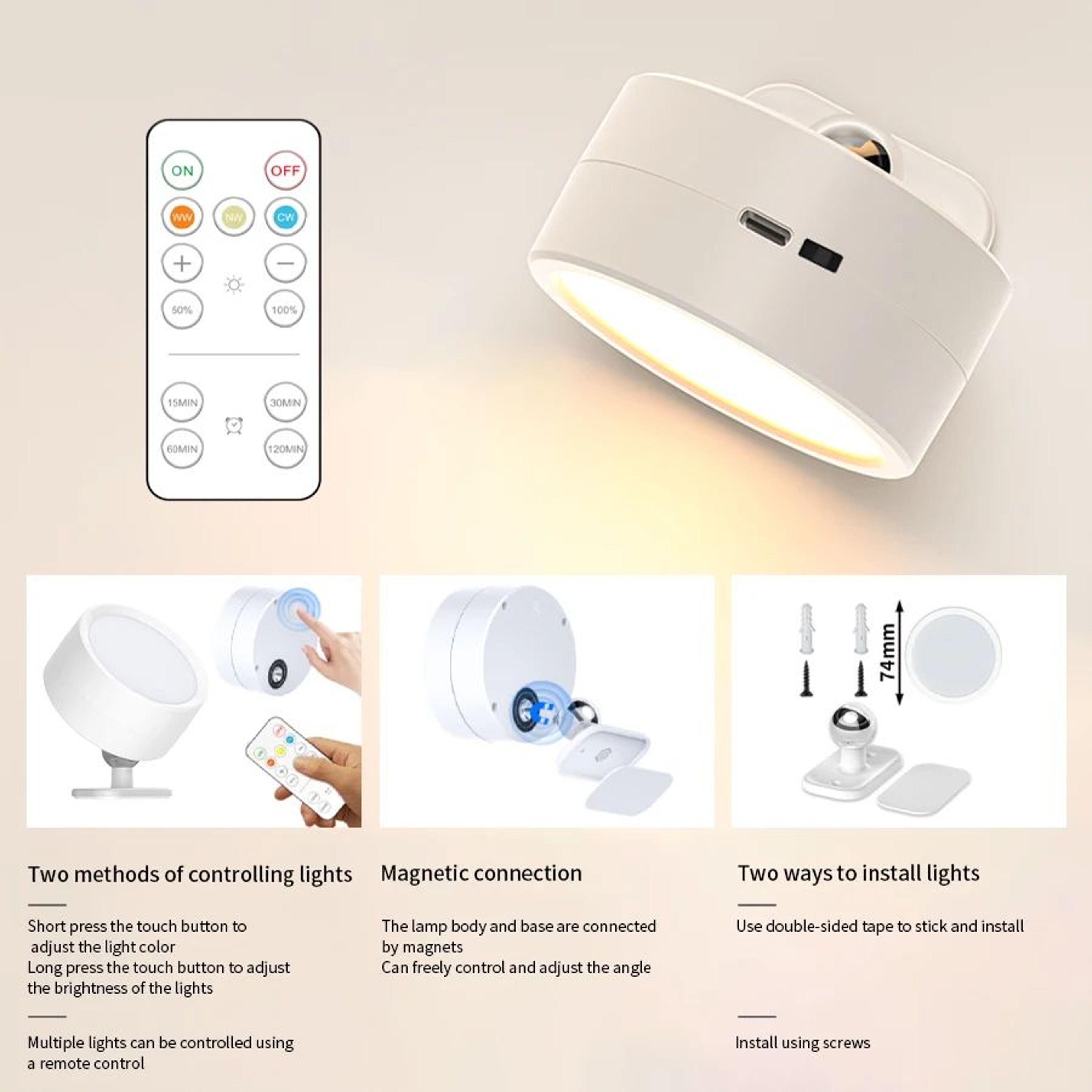 Wireless Magnetic LED Wall Light 3