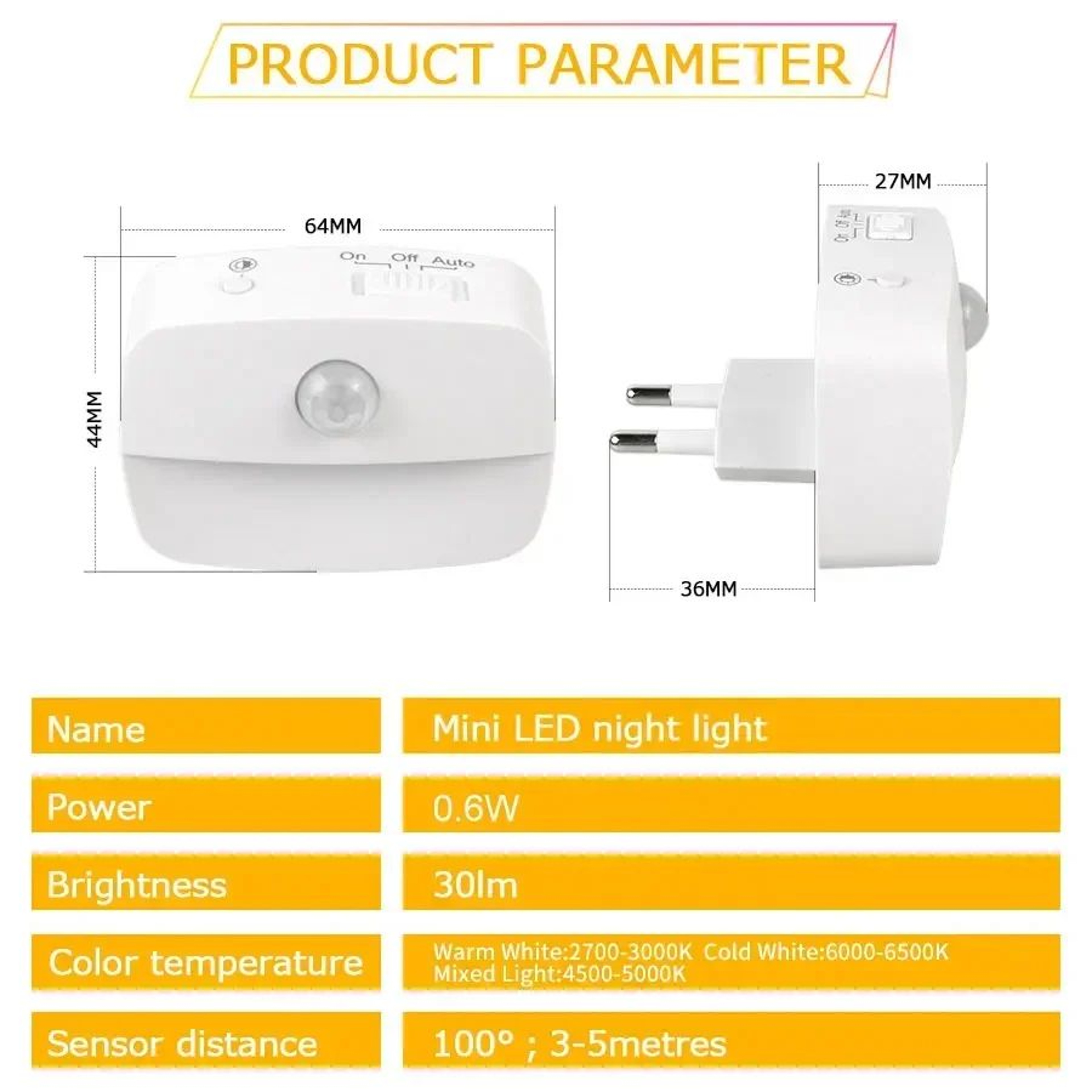 LED Plug In Motion Sensor Night Light 4