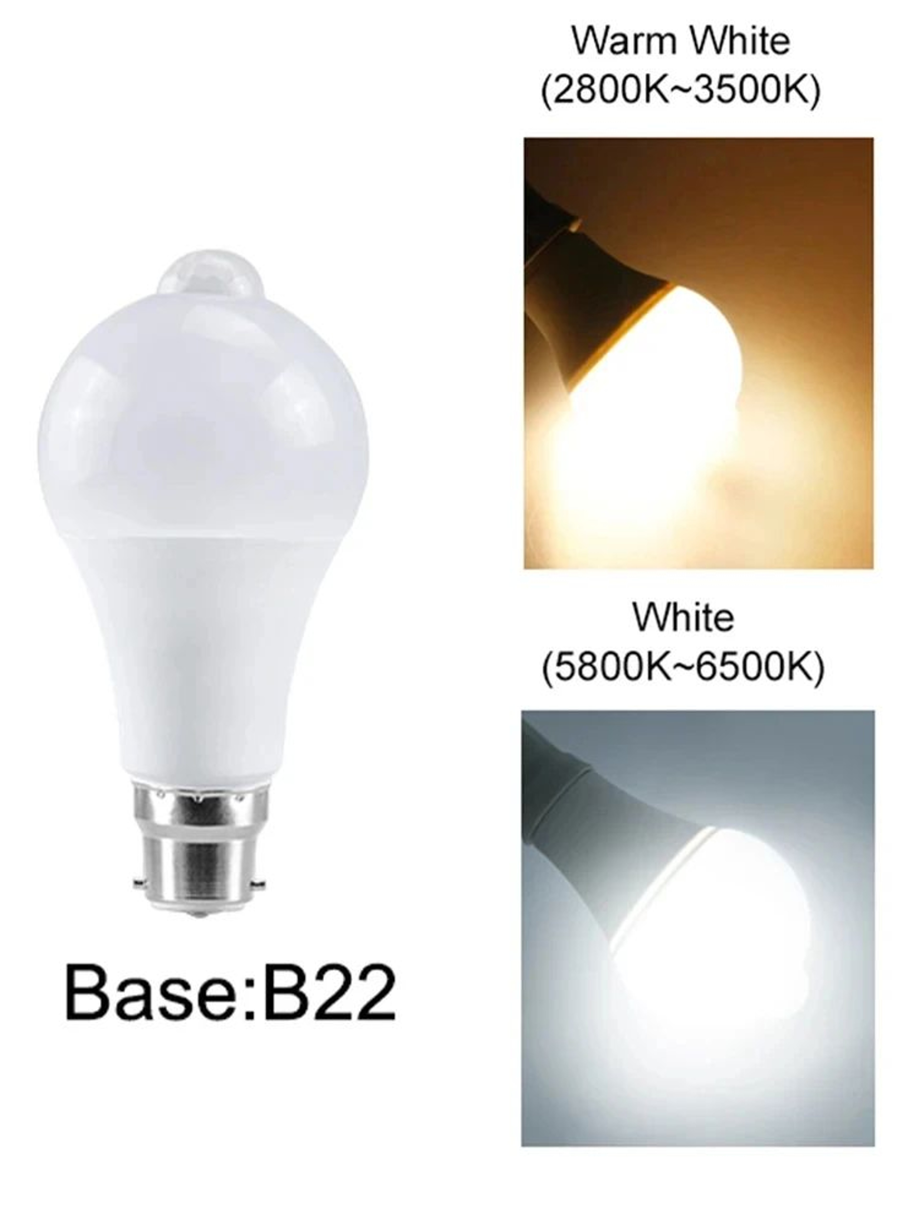 B22 Automatic Motion Sensor LED Bulb 6