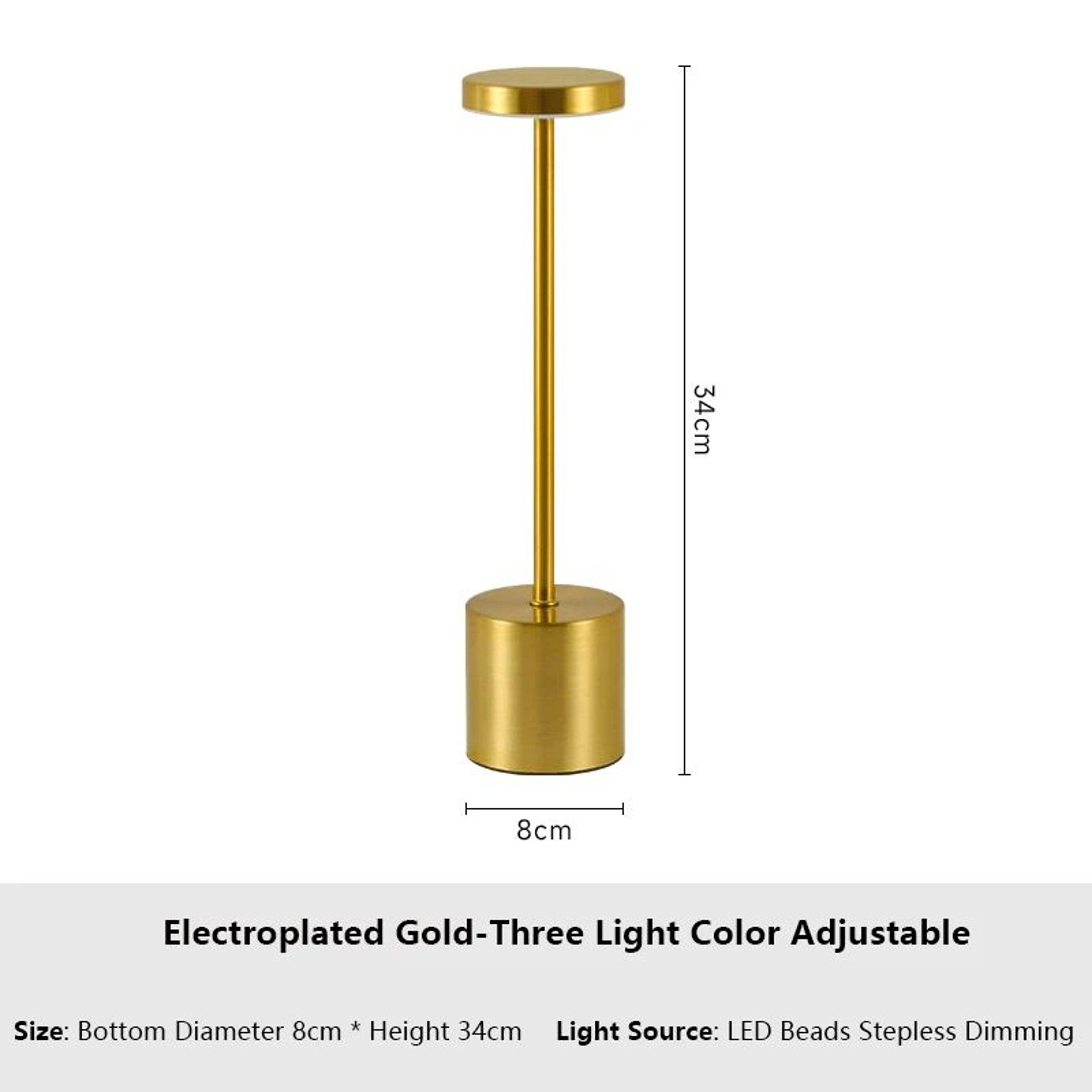 Cordless 3 Color LED Touch Table Lamp 7