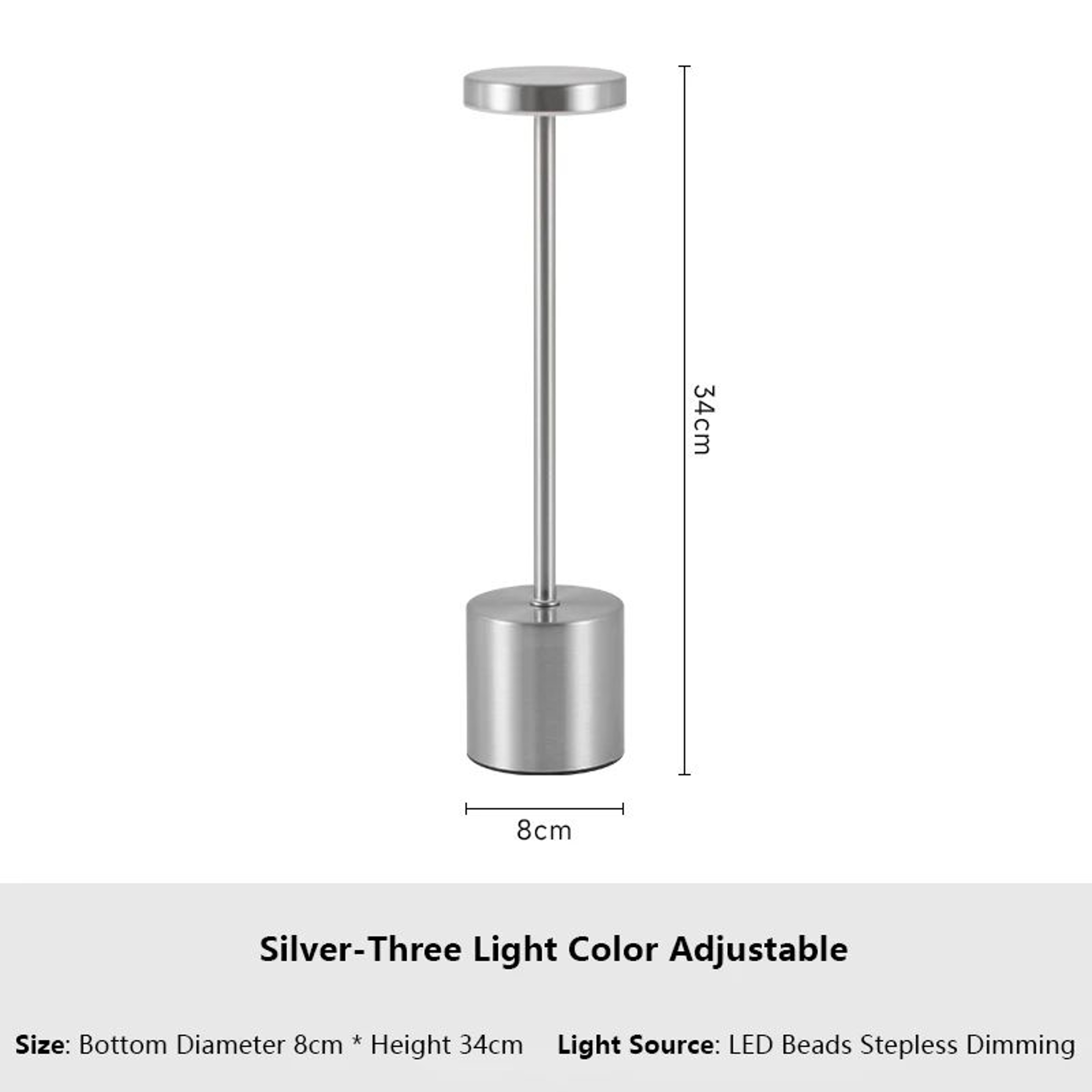 Cordless 3 Color LED Touch Table Lamp 8