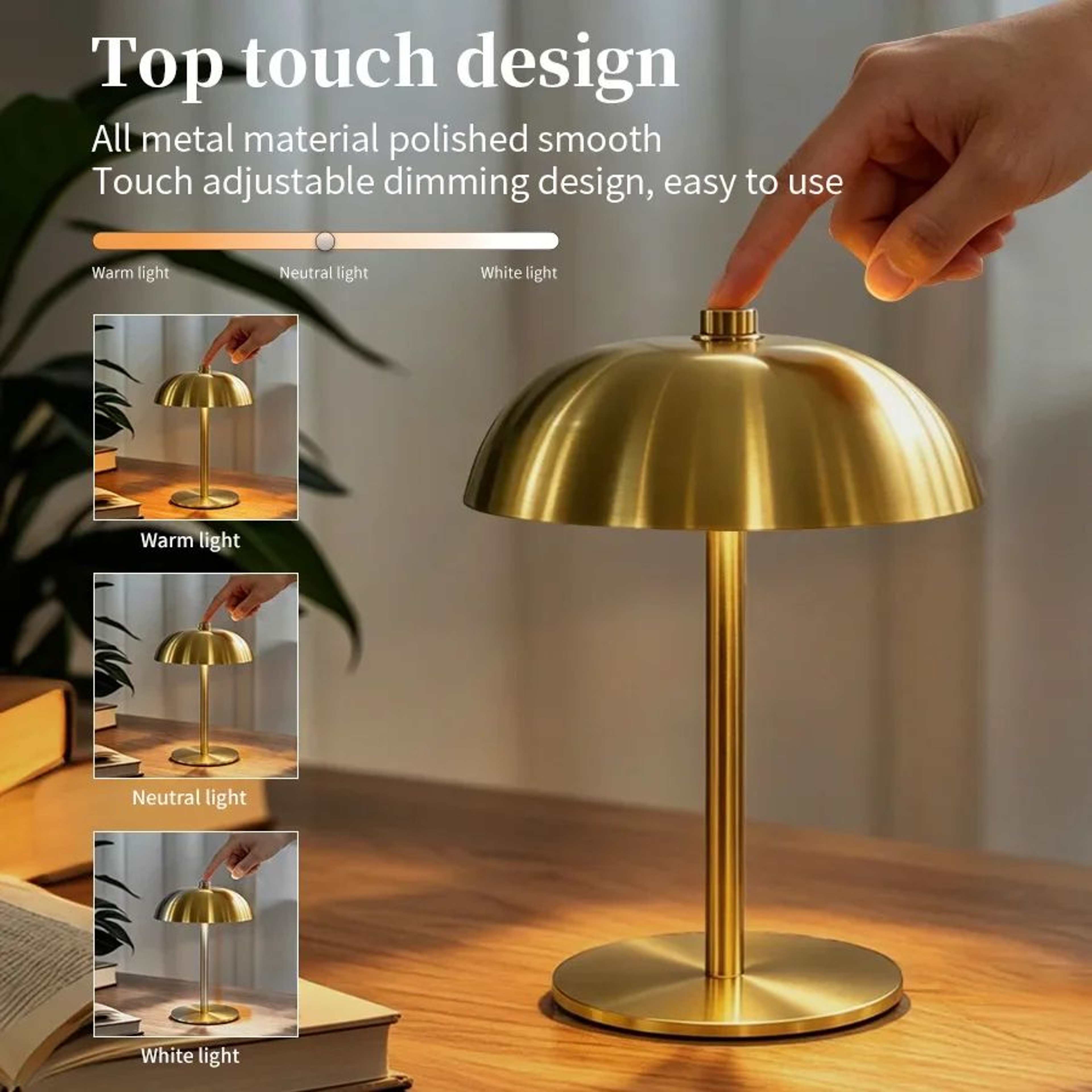 Cordless Dimmable Mushroom Table Lamp 1