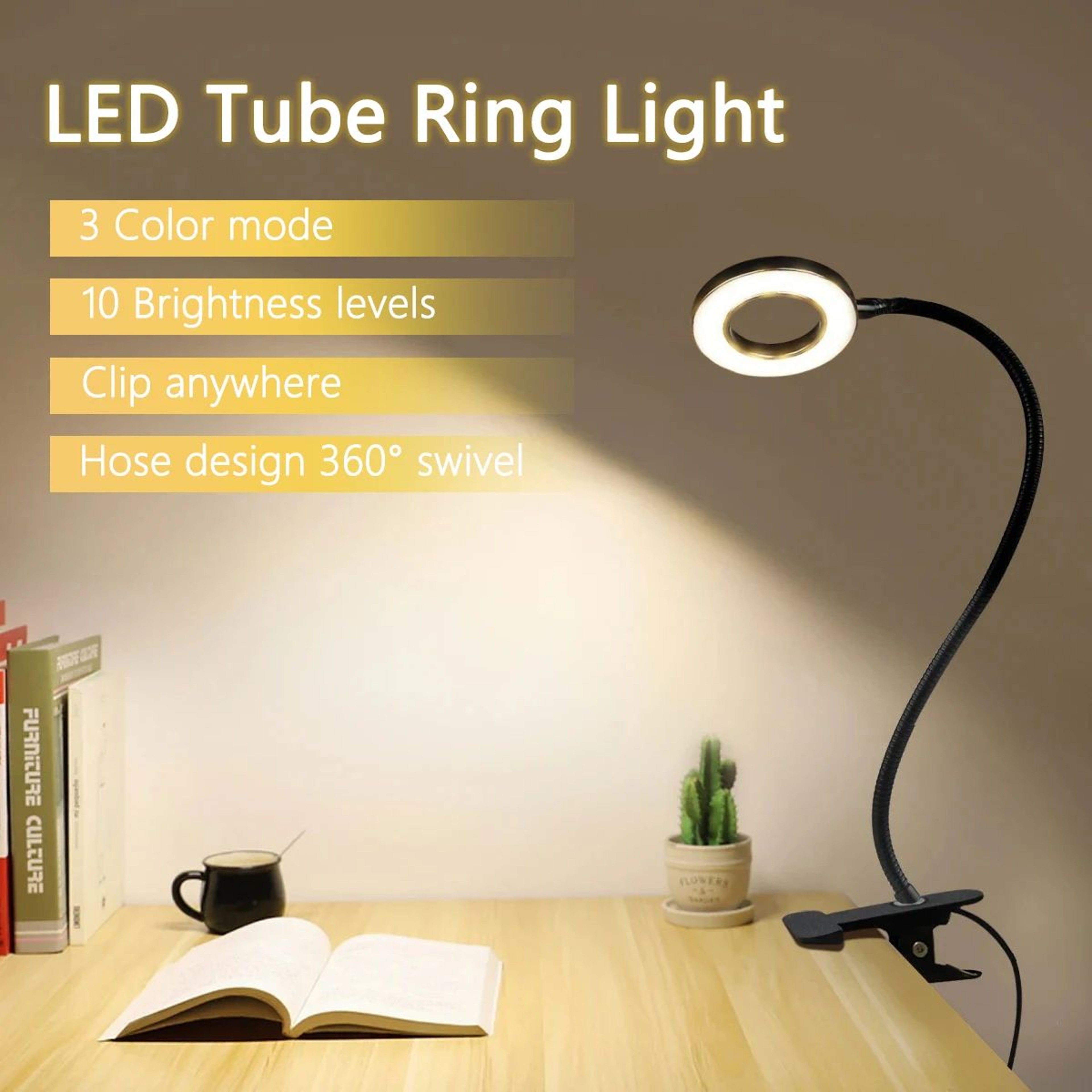 48 LED USB Clip On Desk Lamp With Flexible Gooseneck 0
