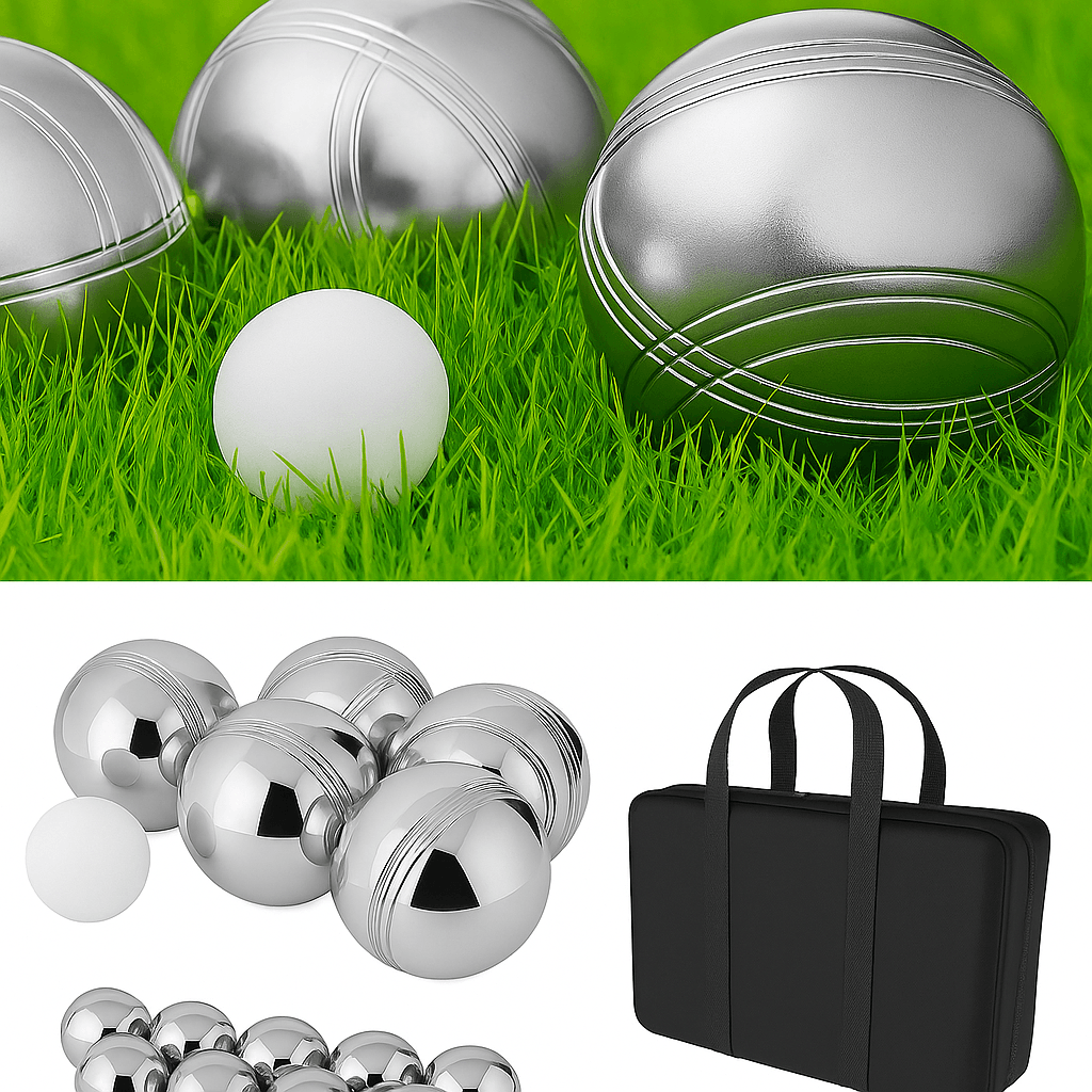 Petanque Boules Set  8 Steel Tossing Balls With Carrying Case For Backyard Bocce Games 3