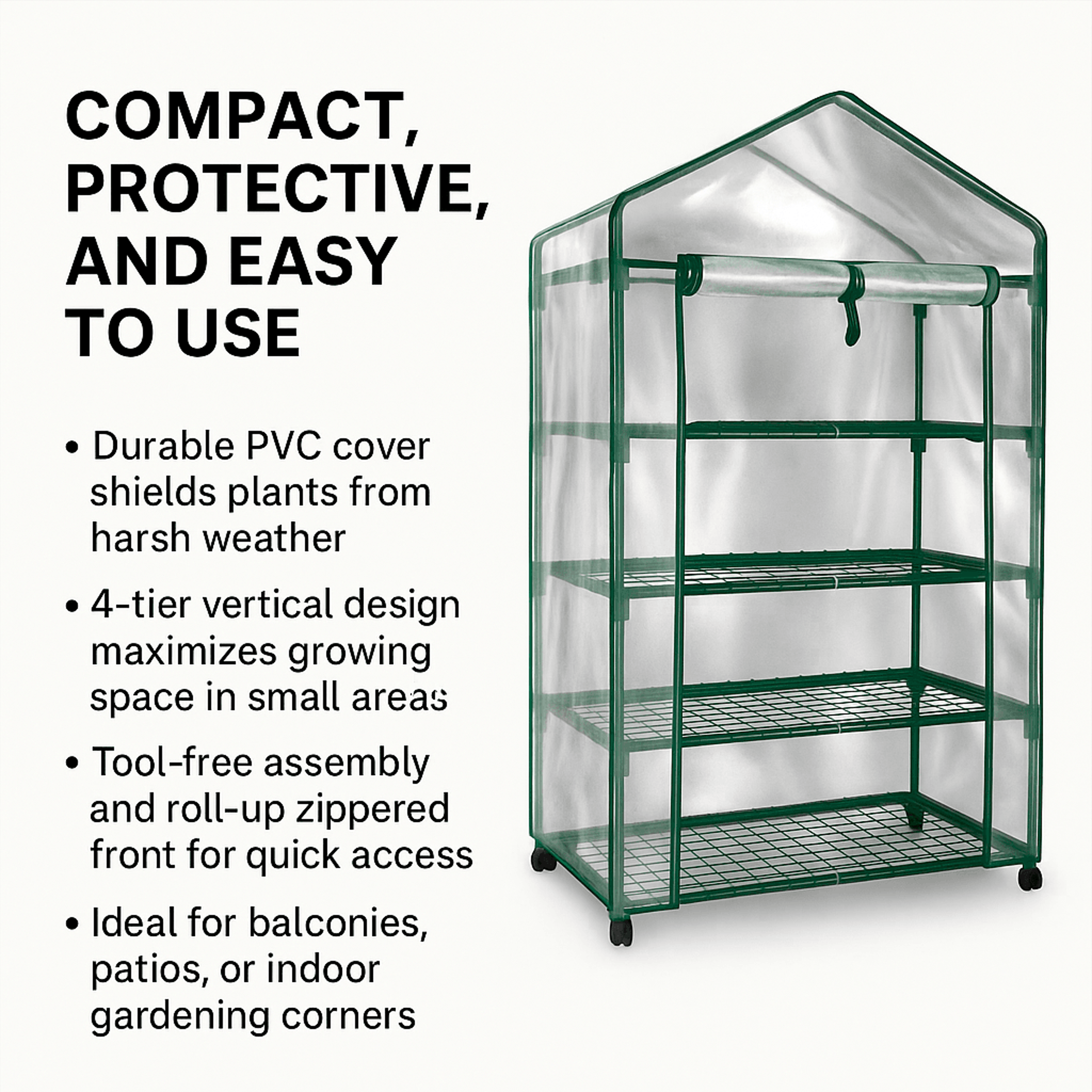 63 4Tier Mini Greenhouse With RustResistant Frame And PVC Cover 1