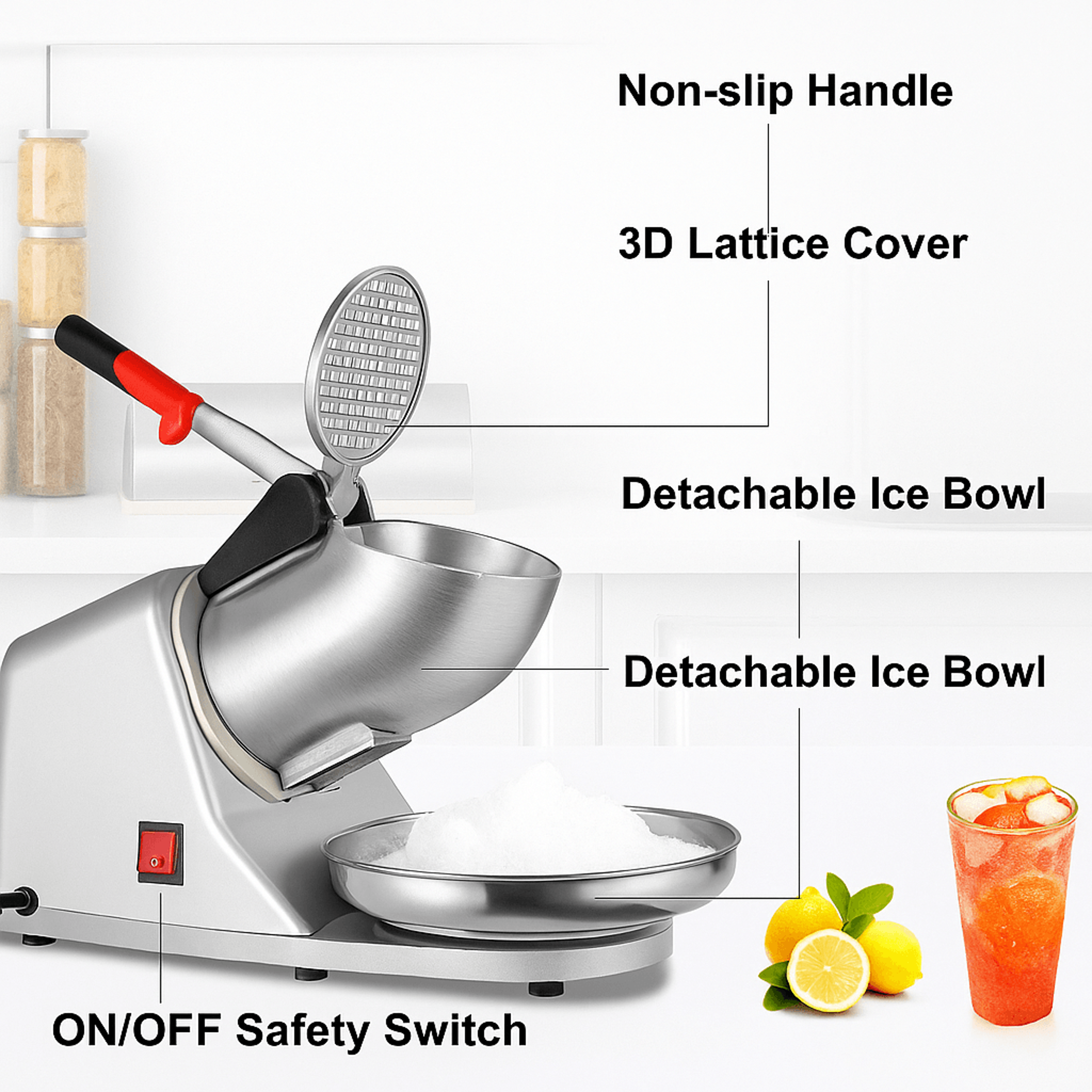 Electric Ice Shaver Machine 143 Lbshr Snow Cone Maker  Ice Crusher 3