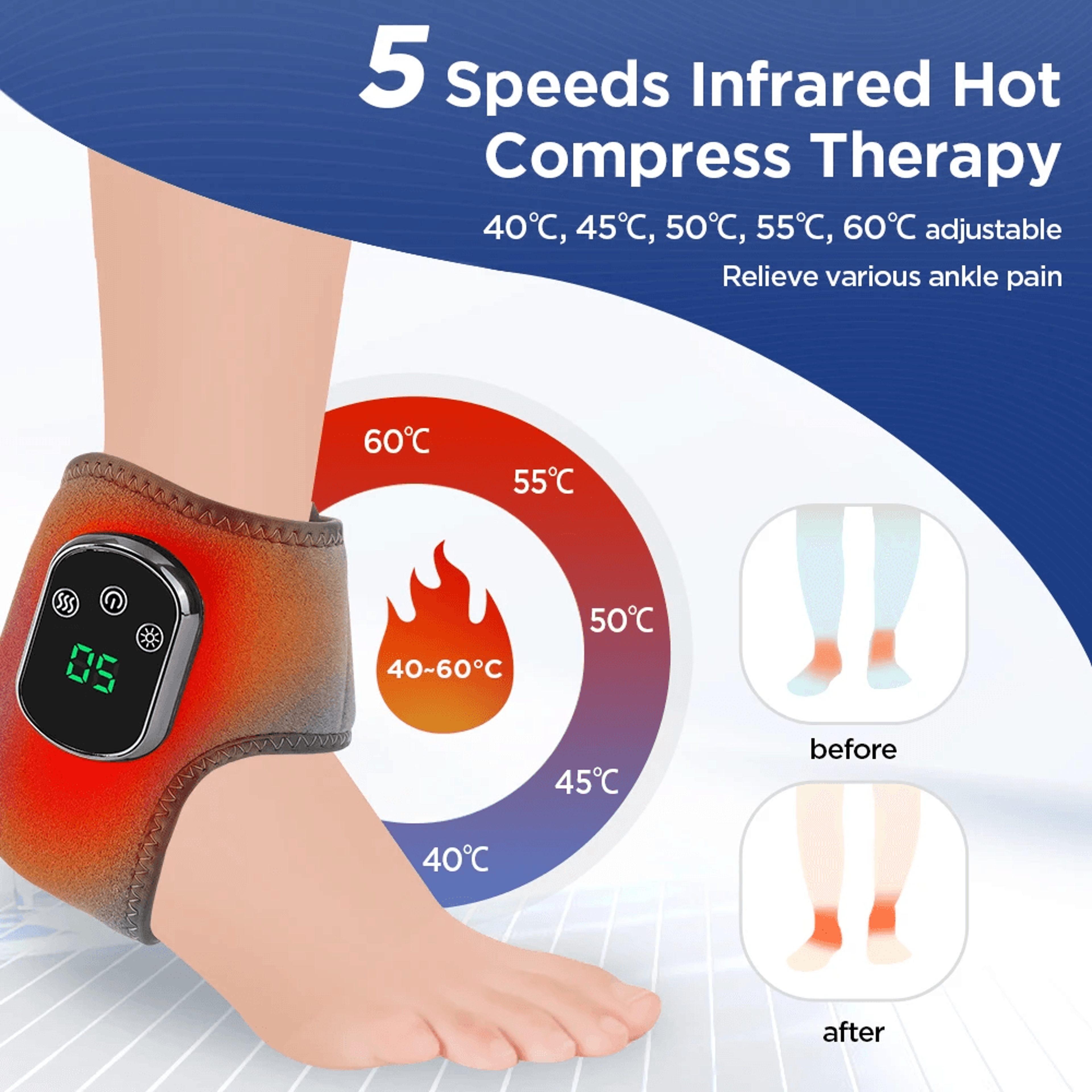 Electric Ankle Massager with Vibration & Infrared Heat – Muscle Relaxation & Joint Pain Relief Support – view 10