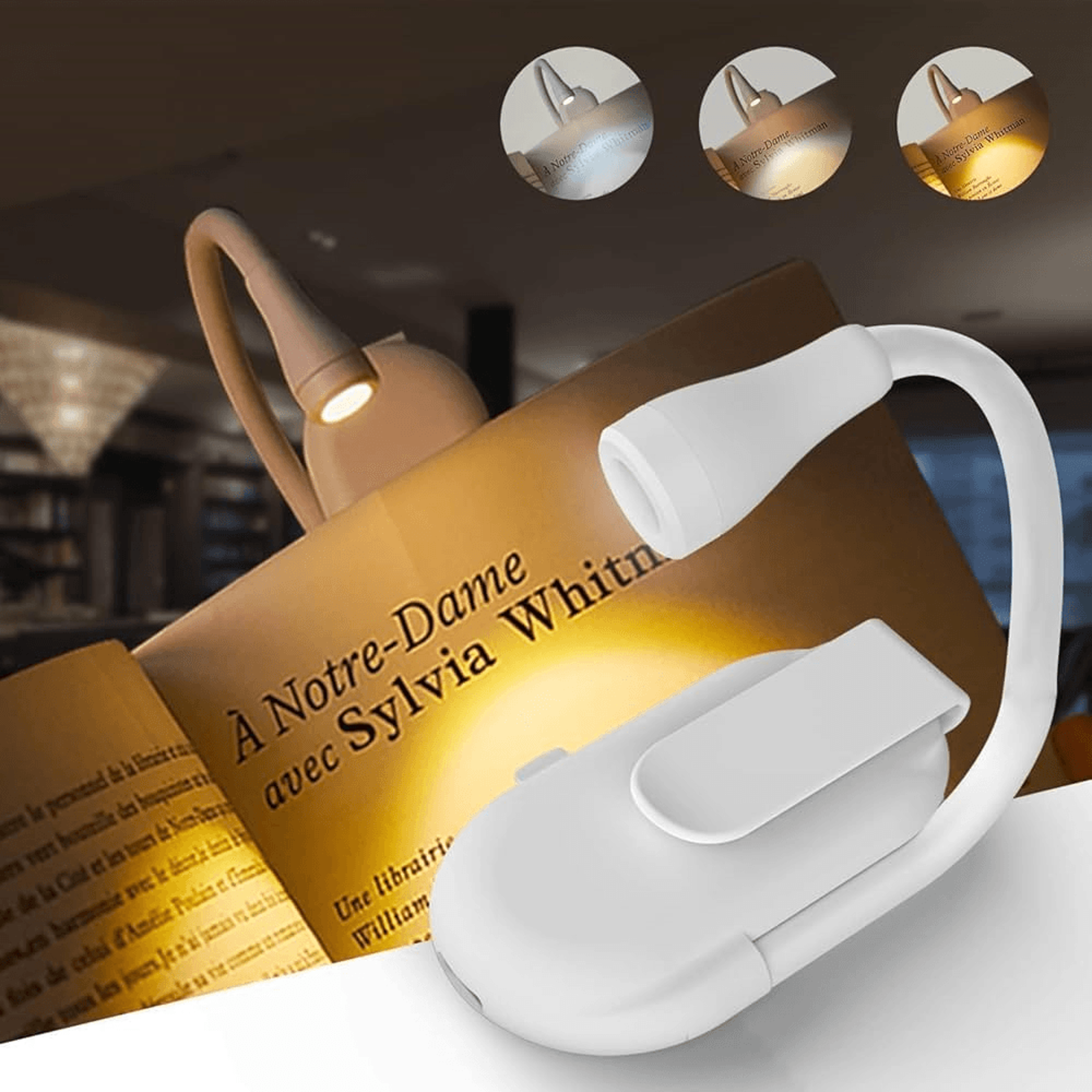 Mini LED Book Light  EyeFriendly 3Color Rechargeable ClipOn Lamp For Reading Travel  Study 3