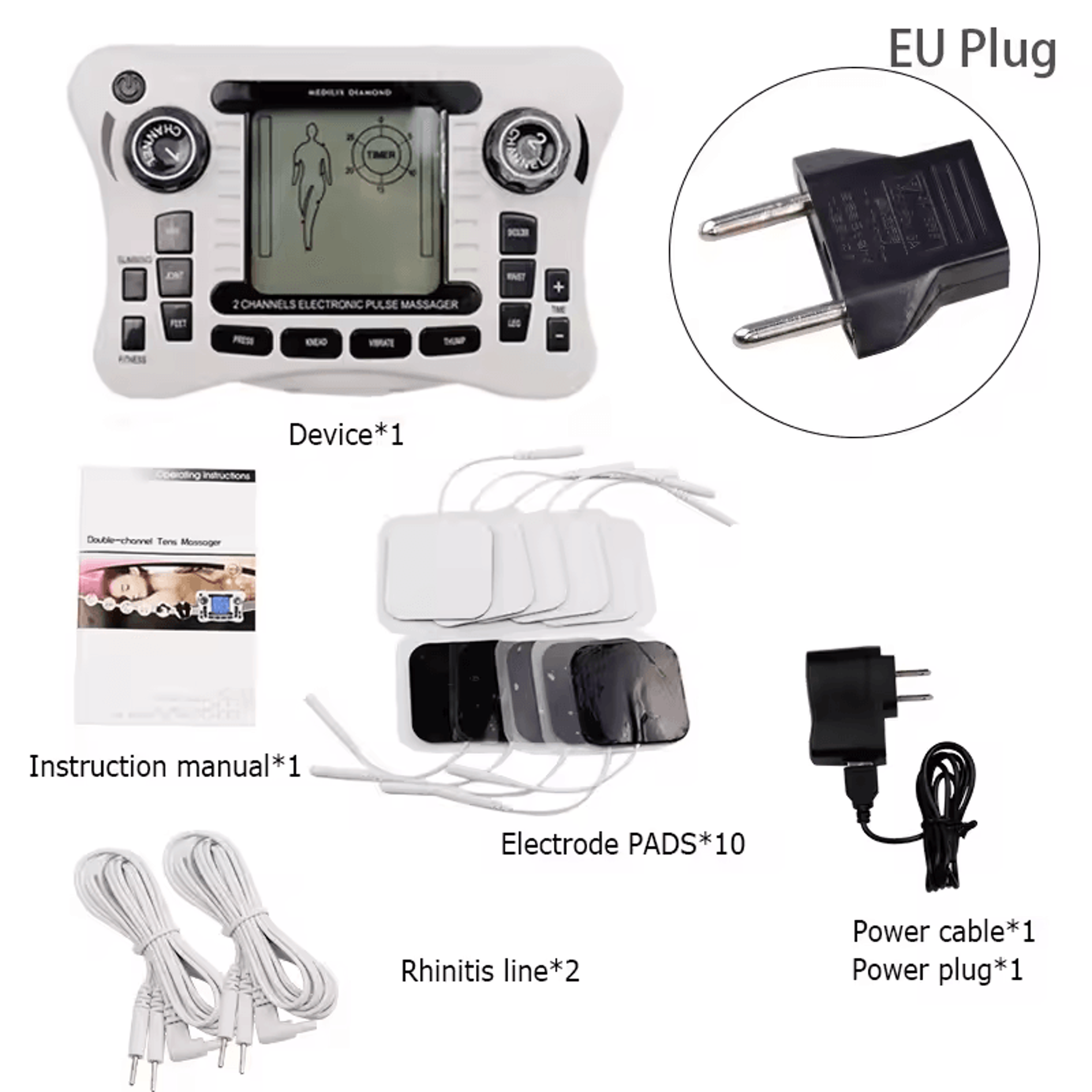 Rechargeable TENS EMS Massager  FullBody Pain Relief  Muscle Stimulator 8