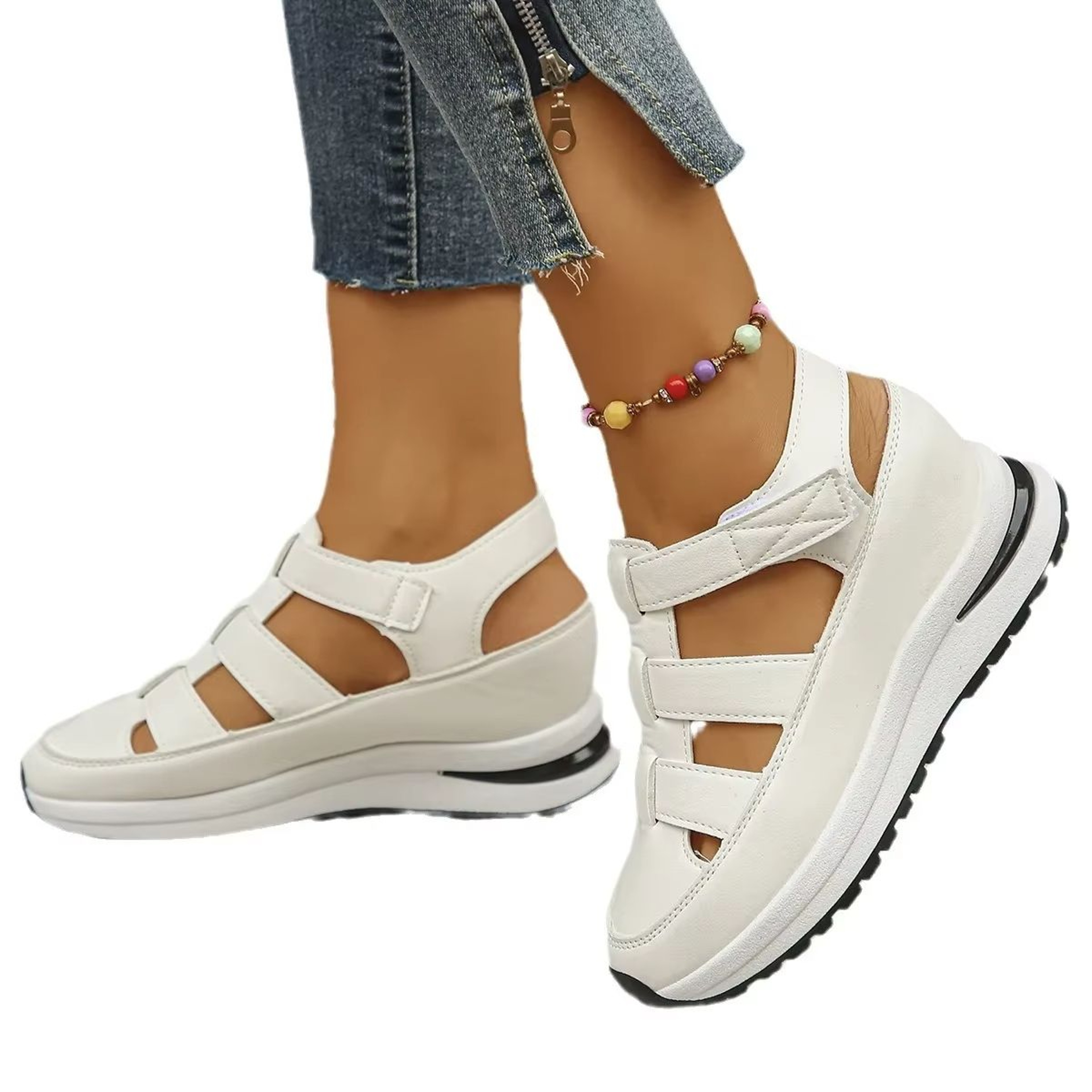 AllureLift Closed Toe Buckle Strap Wedge Sandals For Office And Summer Wear 1