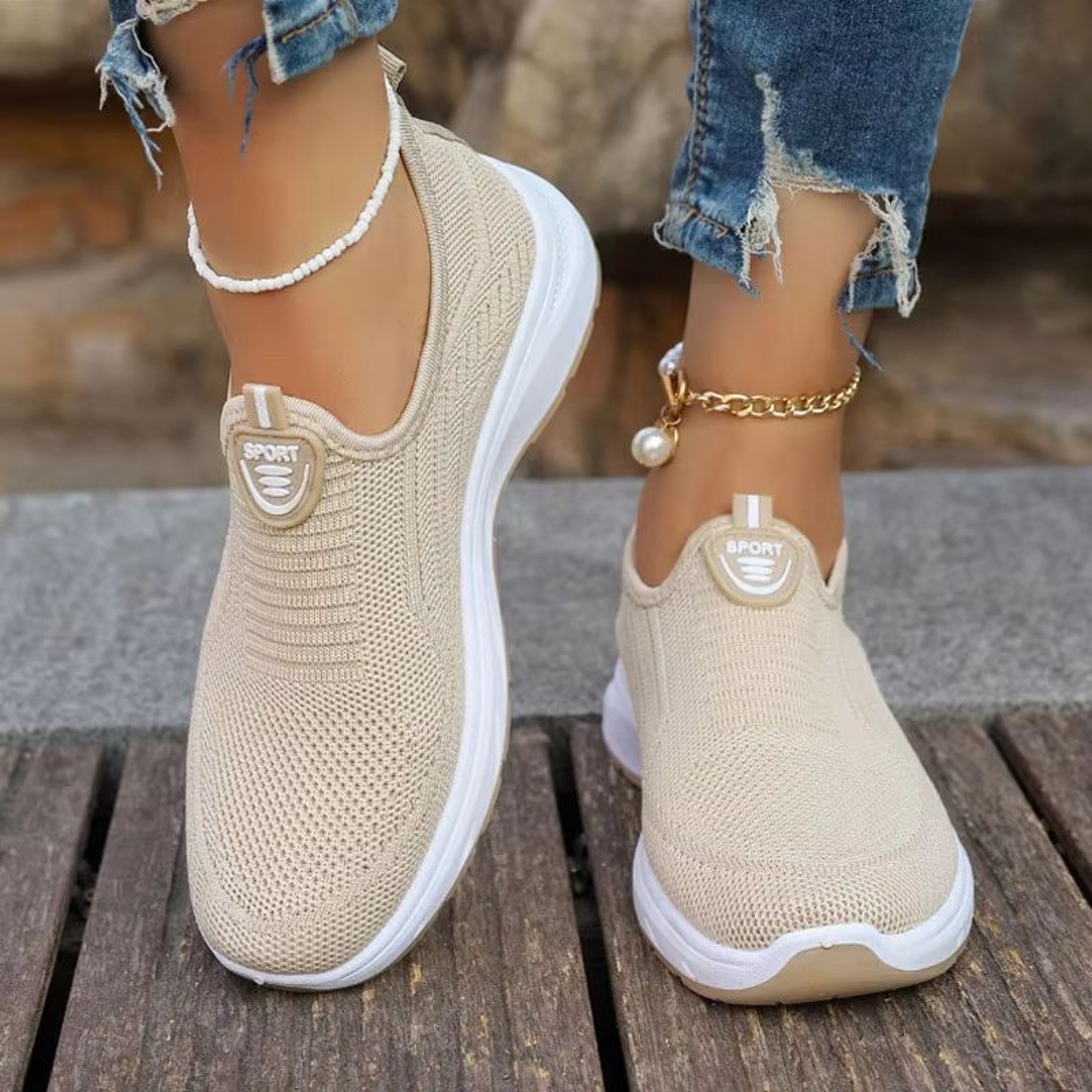 Women Breathable Slip On Sports Loafers Lightweight Barefoot Tennis Flats Casual Walking Shoes 5
