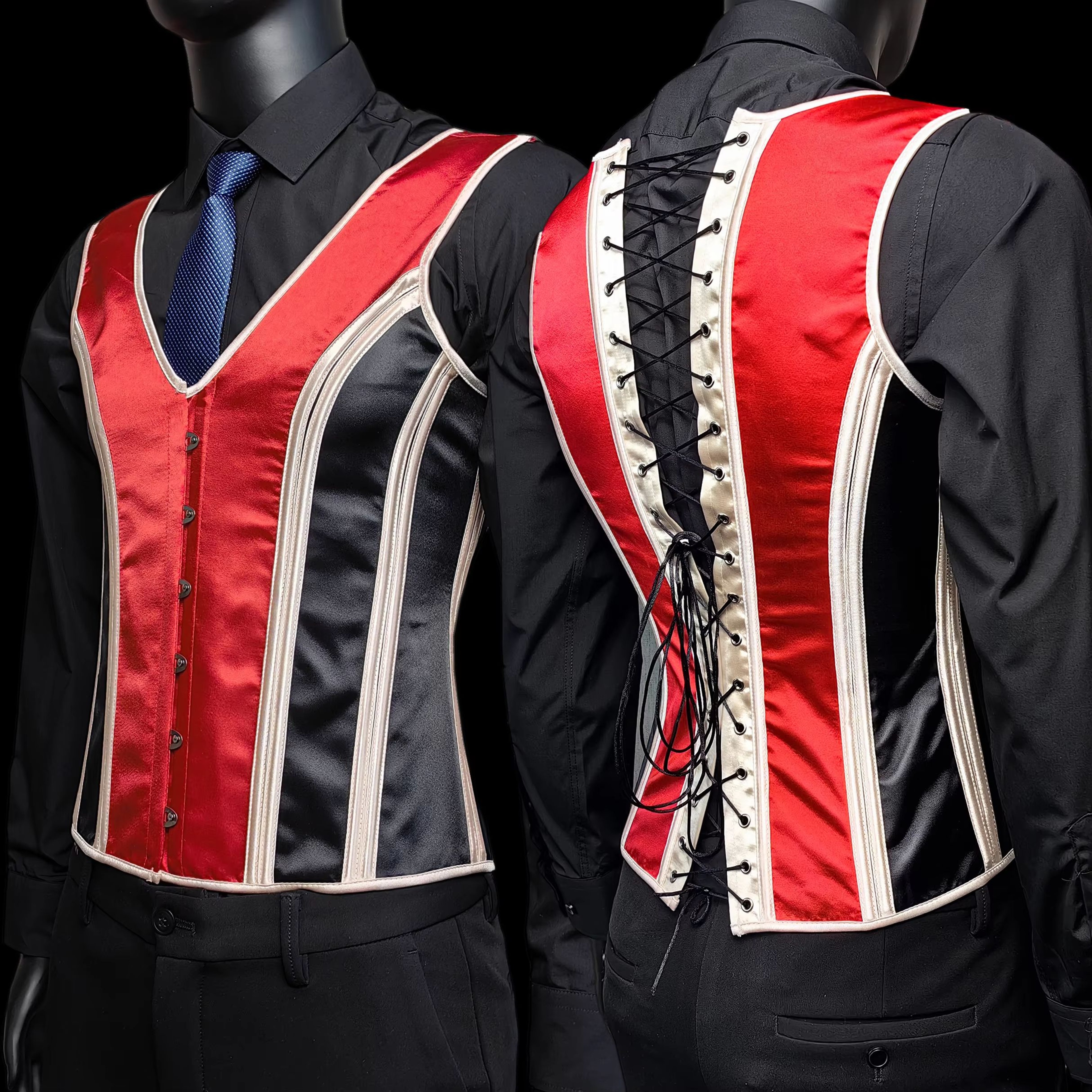 Elegant Renaissance Mens Waist Cincher  SteelBoned Medieval Corset Vest For Stomach Control 1