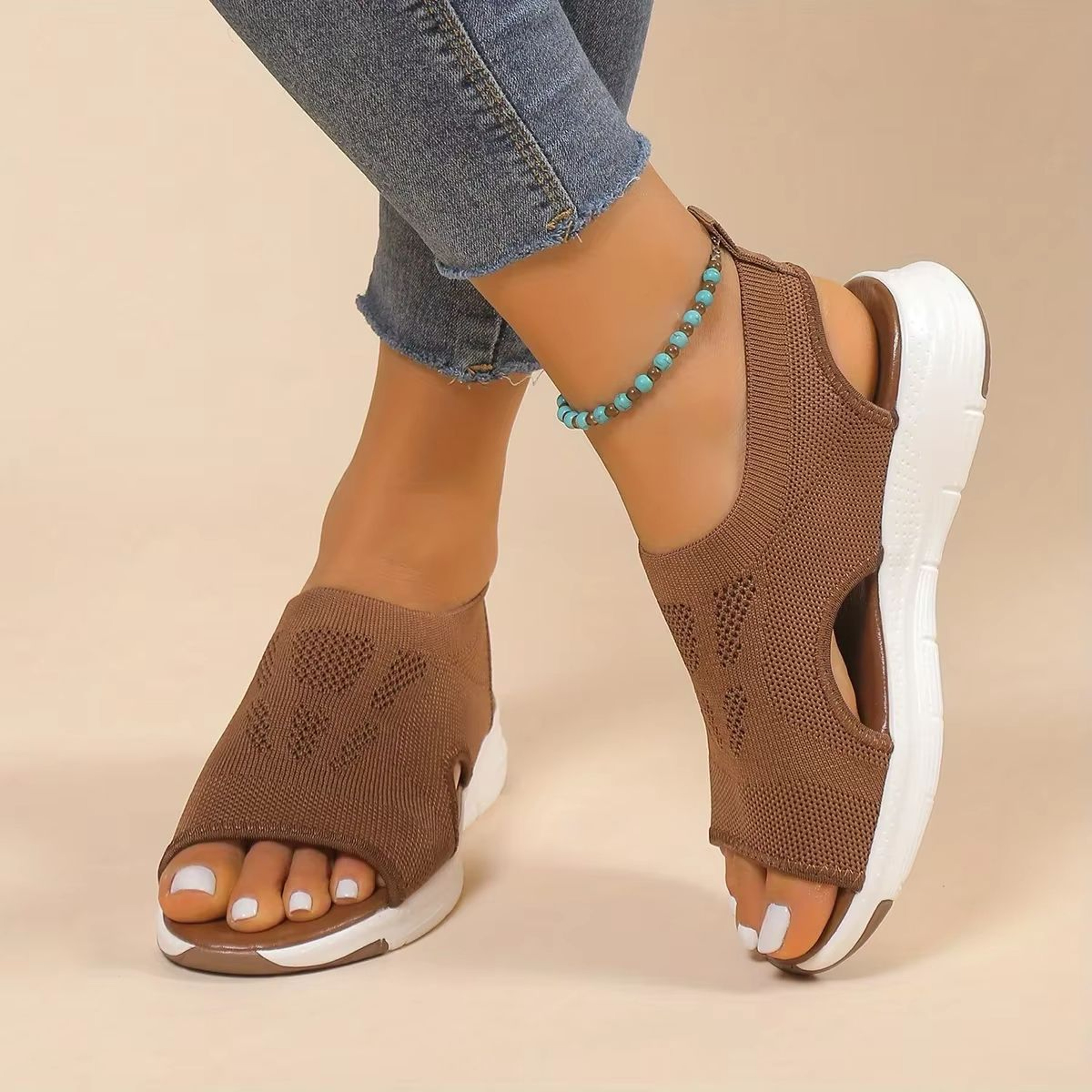 Chic OpenToe Wedge Sandals With Strappy Back  Stylish  Comfortable Summer Footwear For Women 8