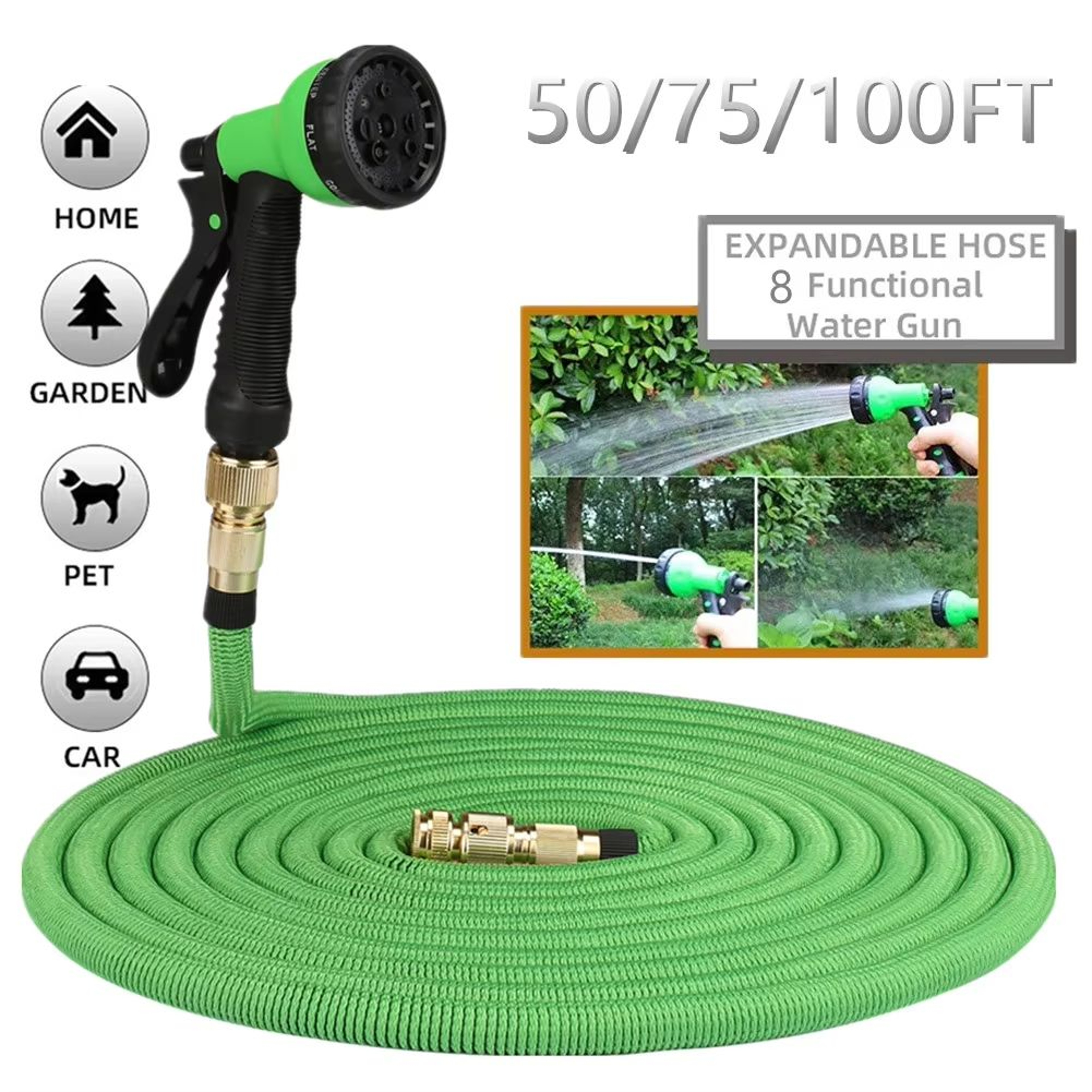 Garden Water Hose Expandable  High Pressure PVC Reel With Double Metal Connector For Garden Farm Ir 2