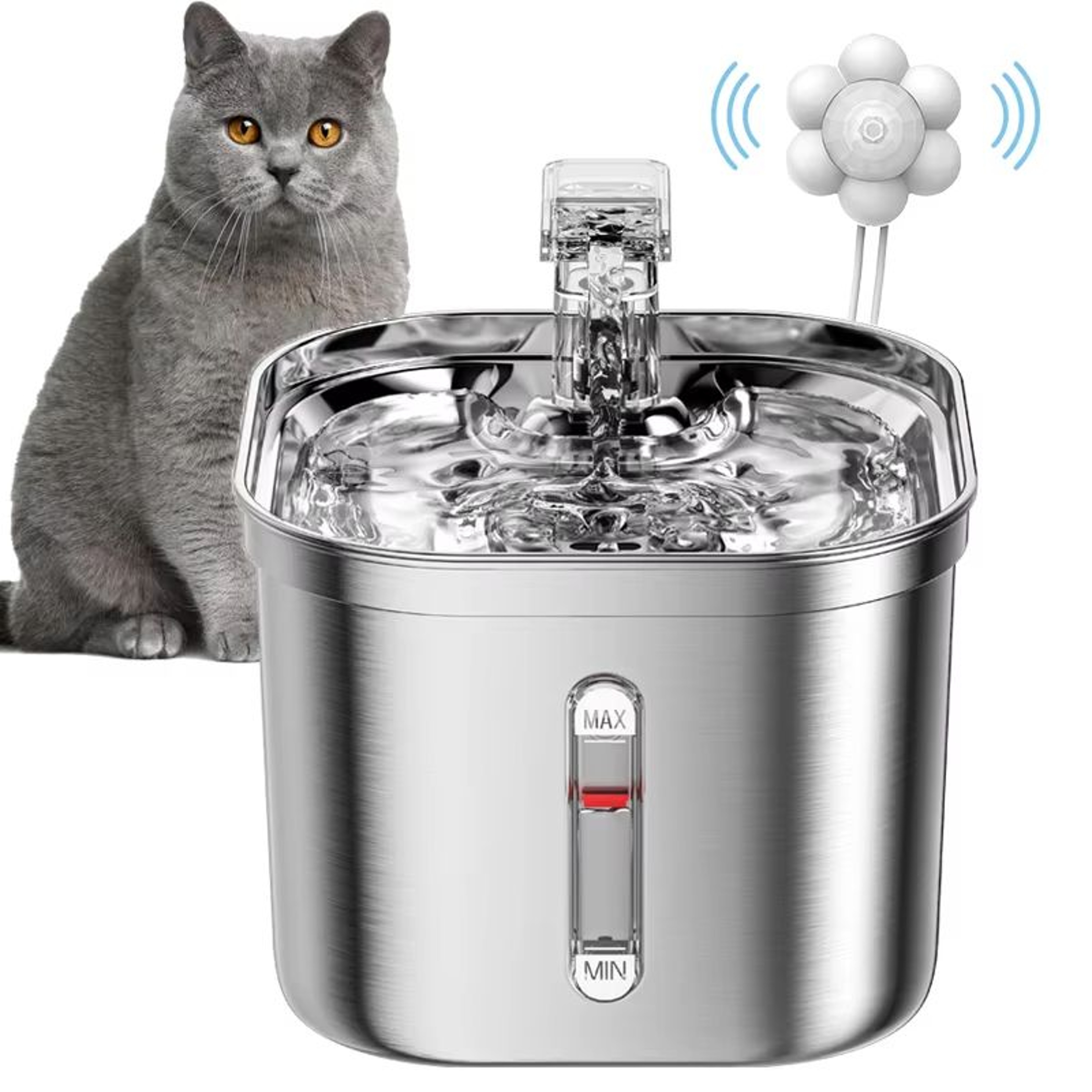 Stainless Steel Cat Fountain  Automatic Water Dispenser With Sensor And Filter For Cats UltraQuiet  0