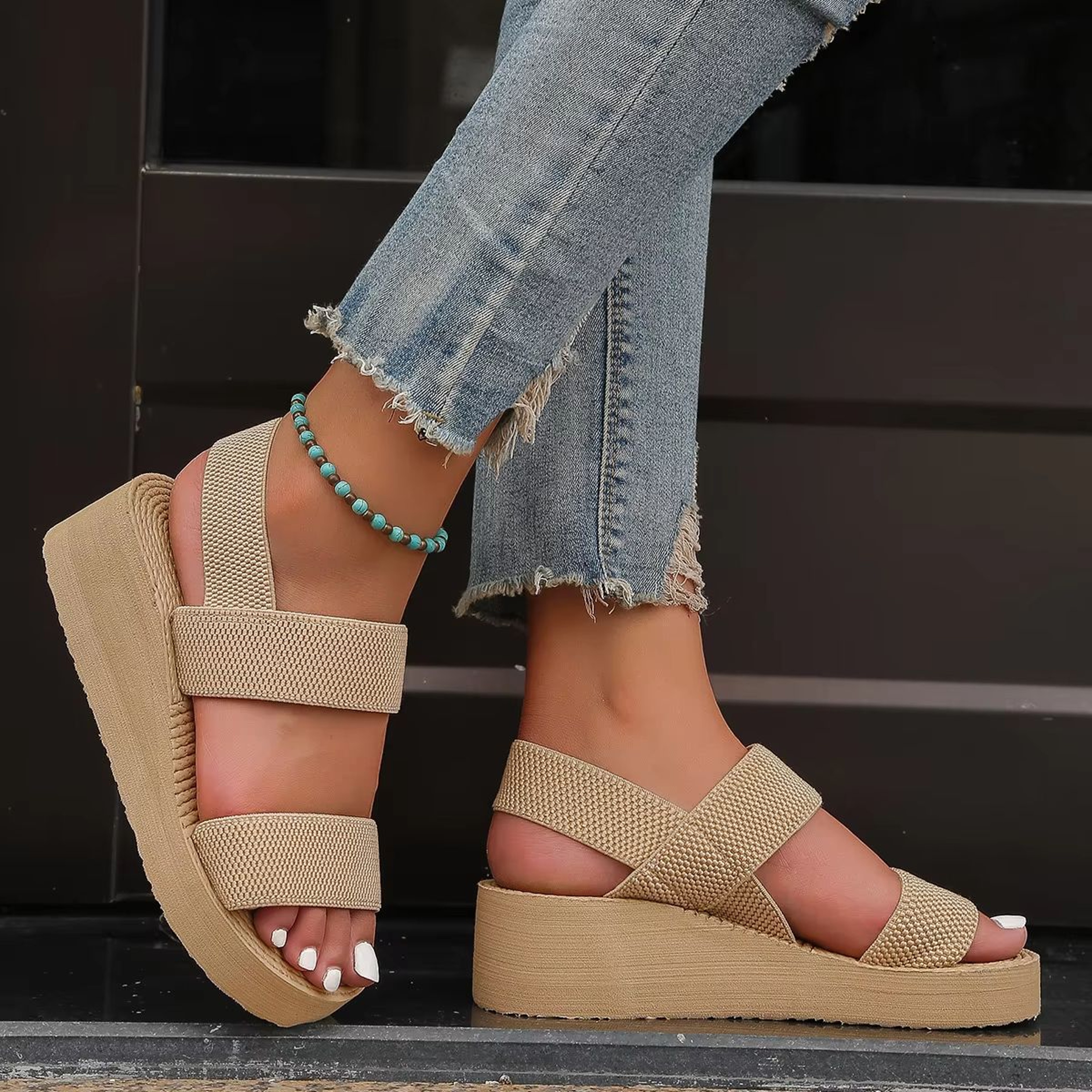 SummerLift Womens Platform Wedge Sandals Lightweight Slingback Comfort 10