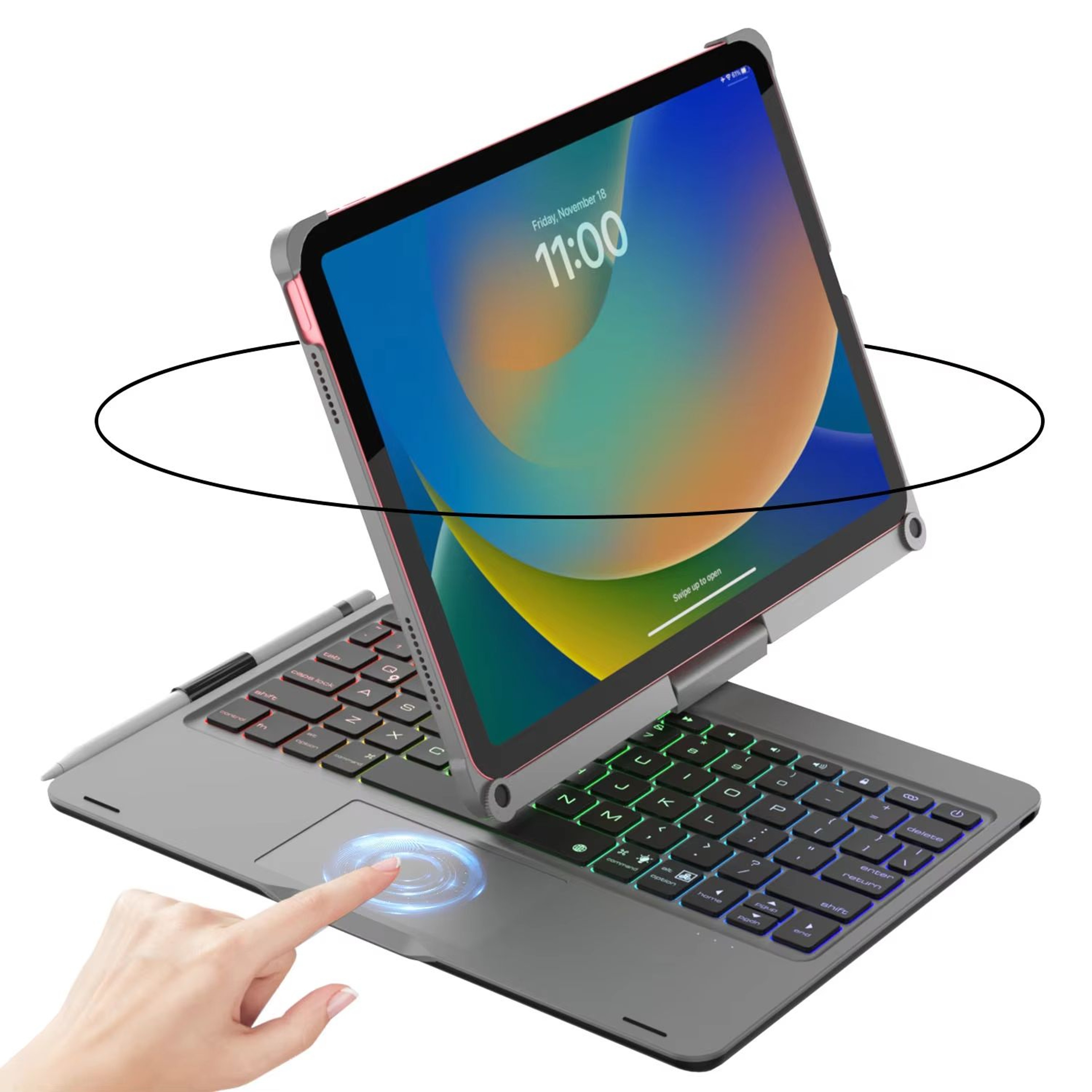 360 Swivel Backlit Keyboard Case With Trackpad  For IPad 10th11th Gen IPad Air 45 And IPad Pro 11 8