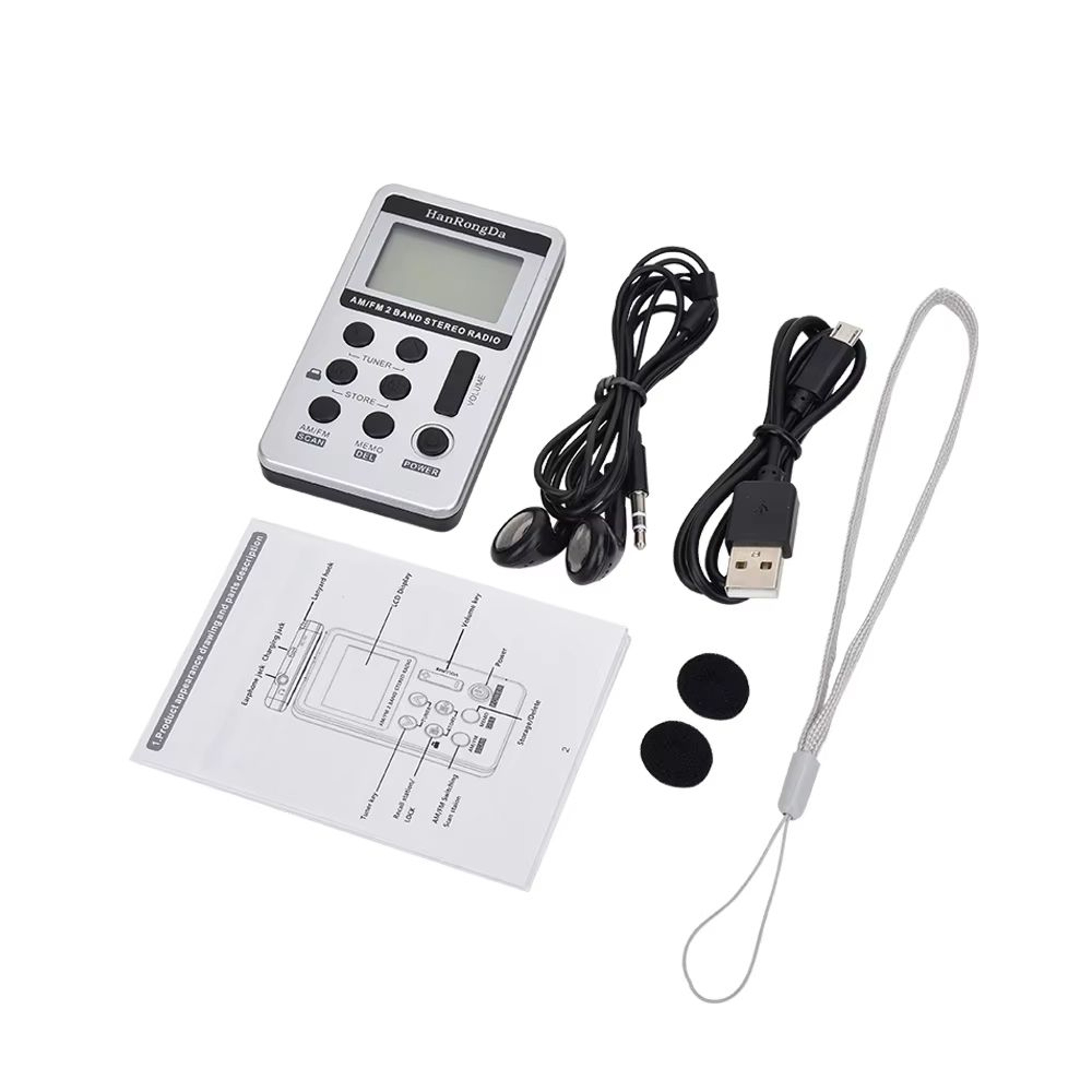 Mini AMFM Pocket Radio With LCD Display  Rechargeable Portable Stereo Receiver With Earphones 5