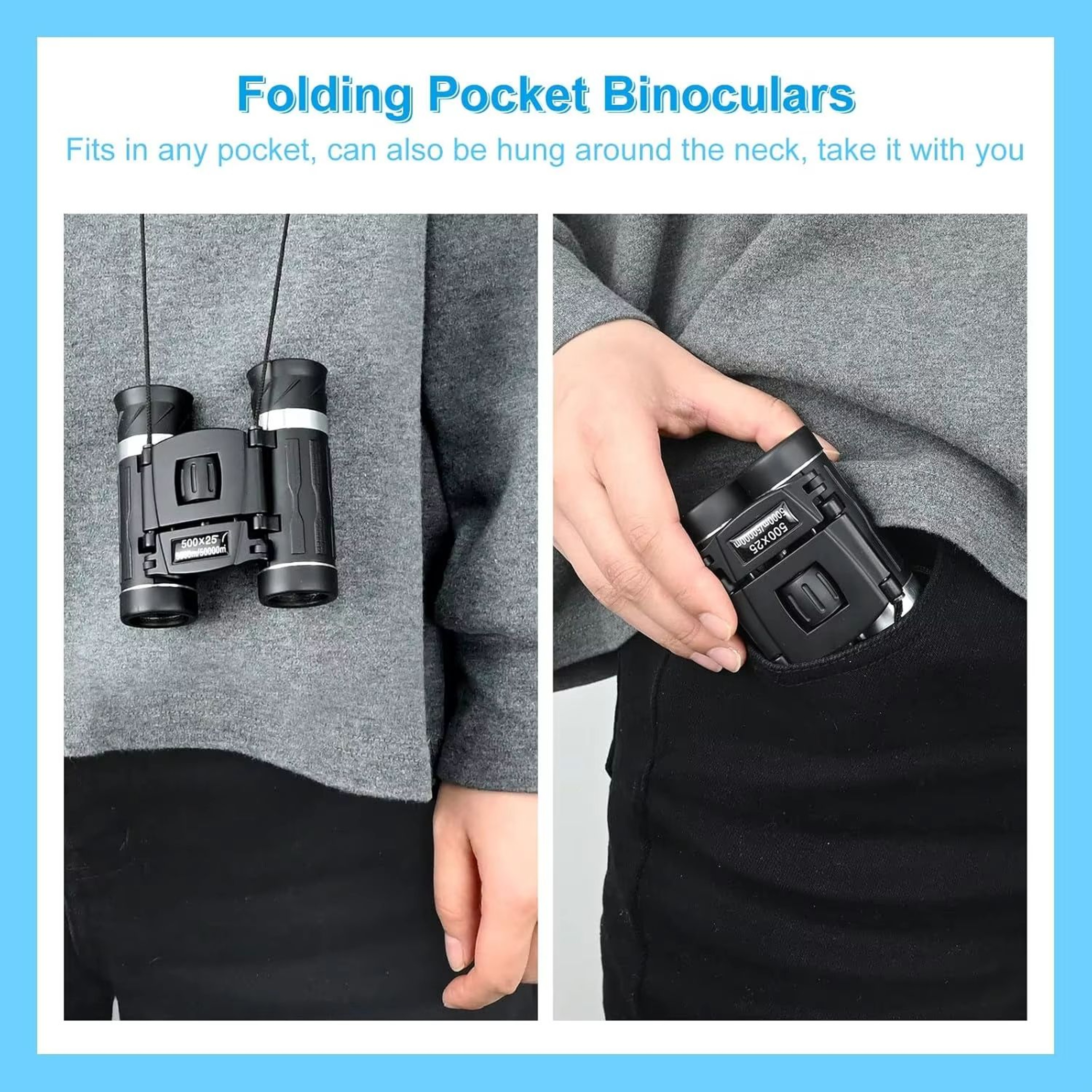 500x25 HD Mini Binoculars  High Magnification Portable Telescope For Outdoor Photography  LongRange 3