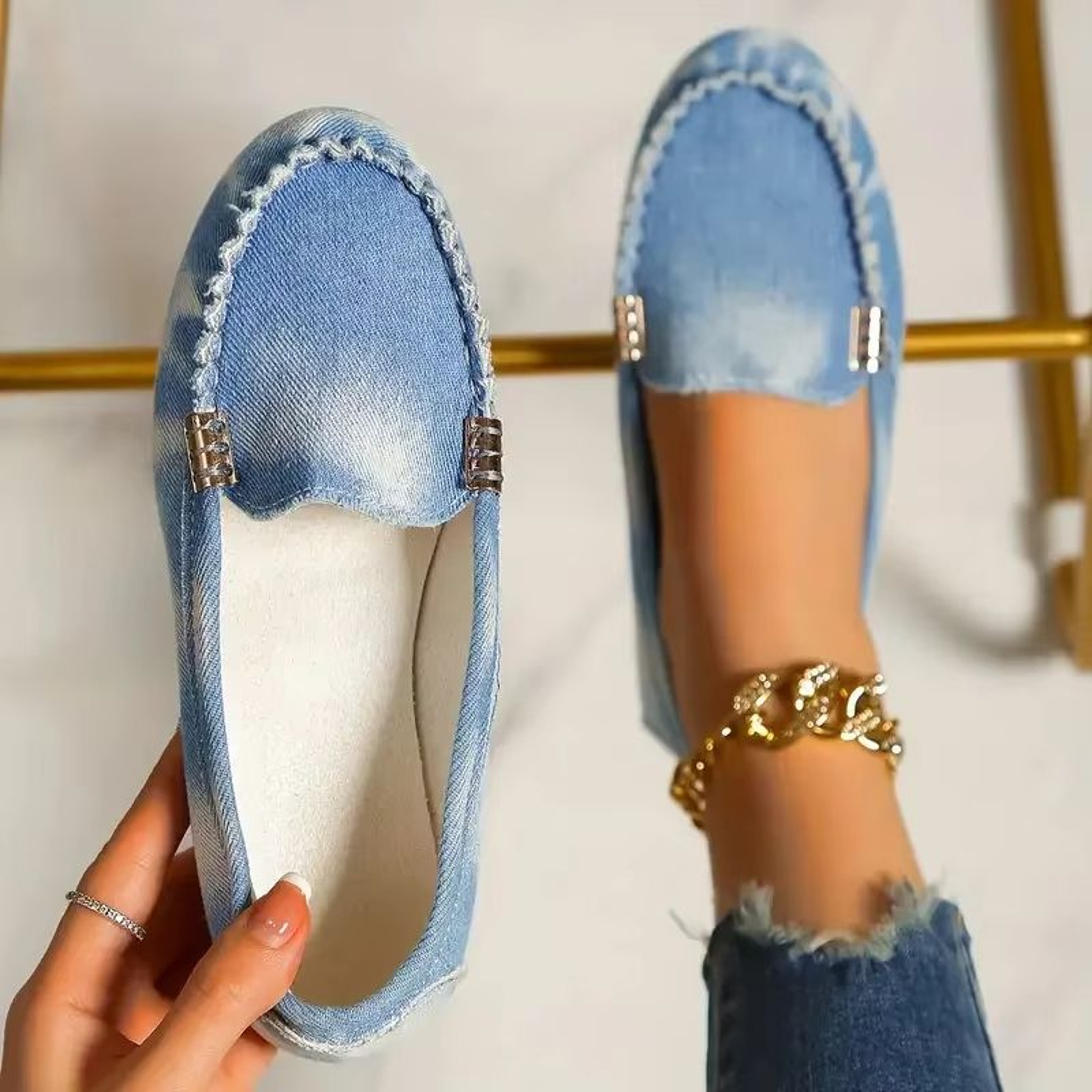 Women Casual Flat Loafers Non Slip Soft Denim Slip On Shoes Spring Autumn 2024 6
