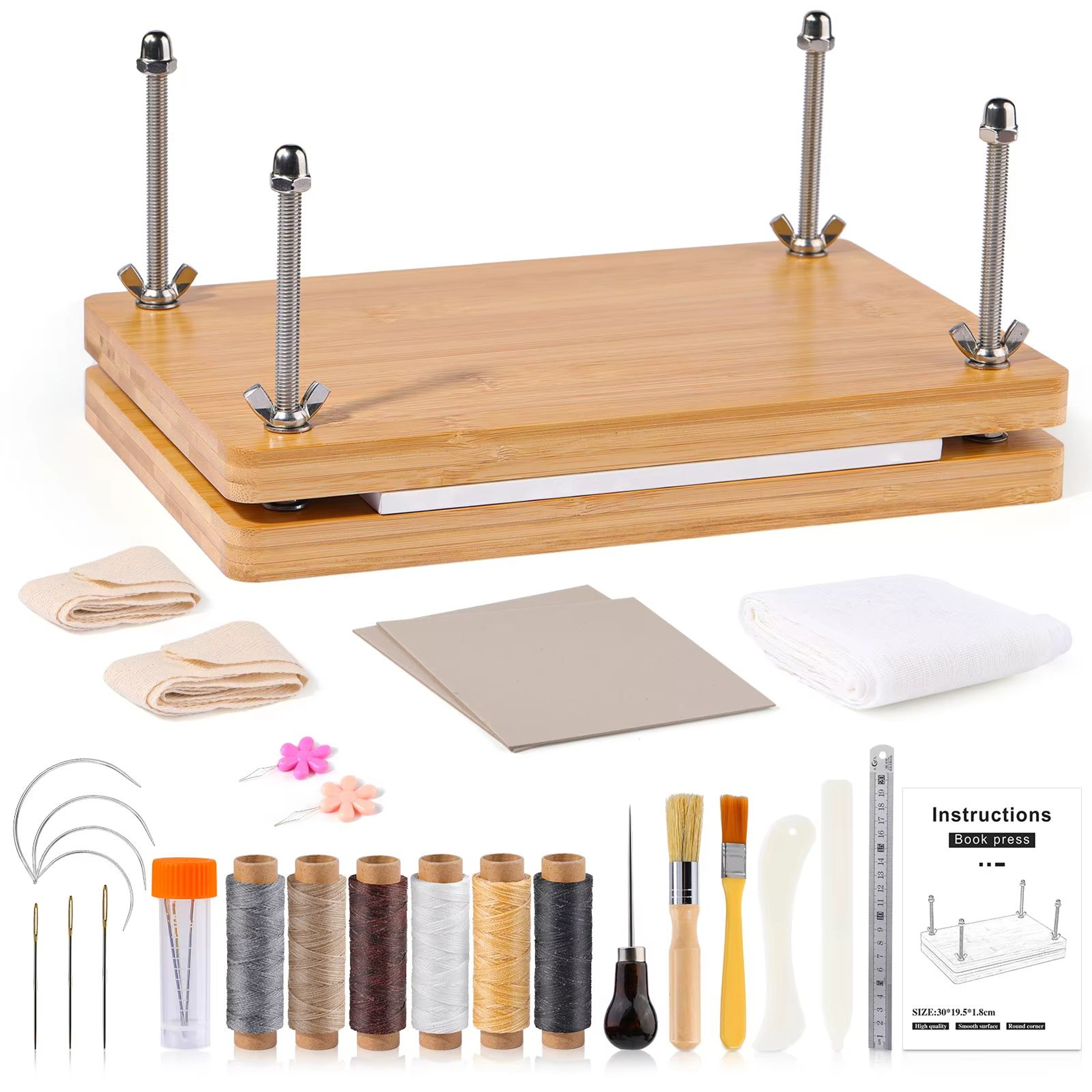 Complete Bookbinding Tools Set With Bone Folder Waxed Thread And Paulownia Wood Portable Binding Pr 7